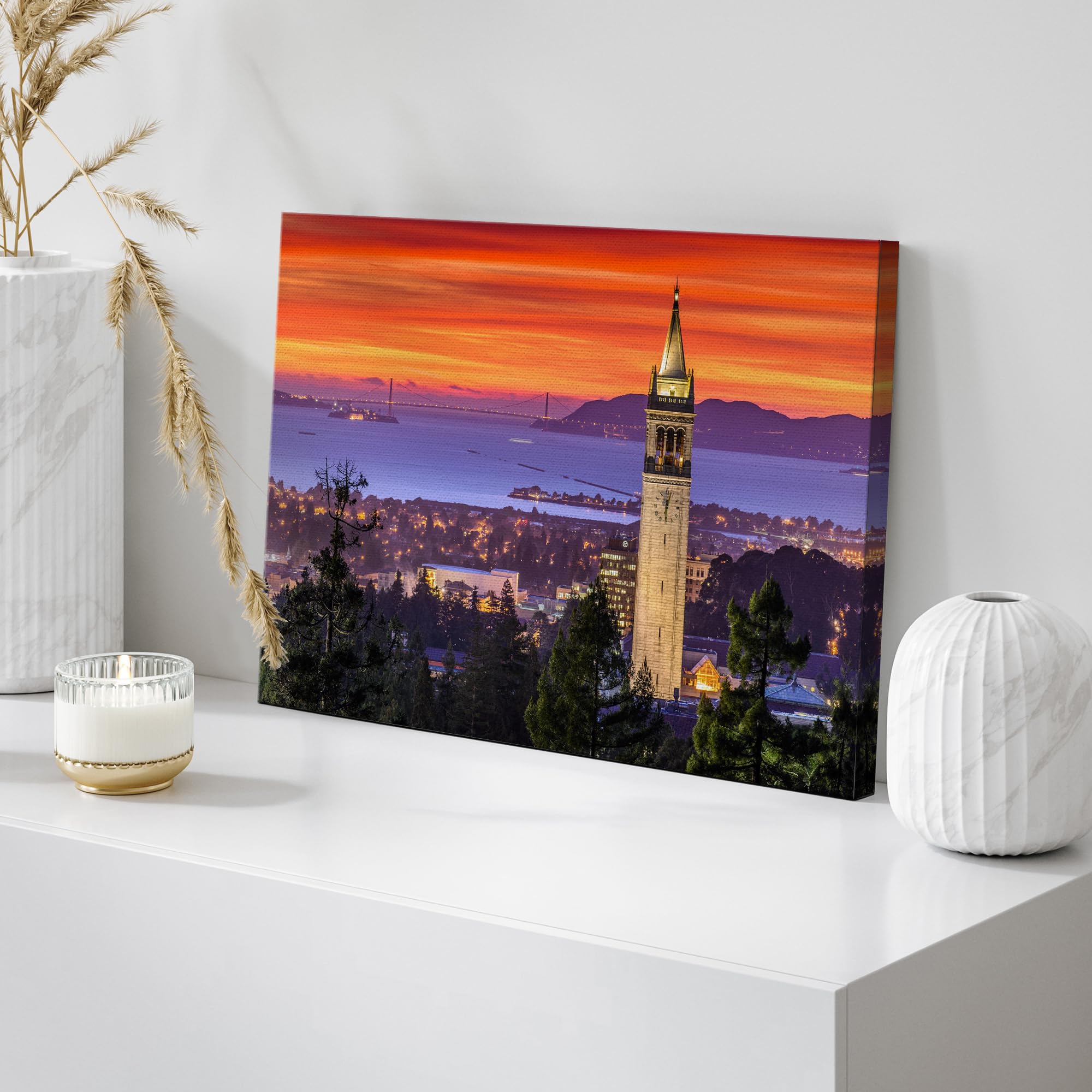Wall26 Canvas Print Wall Art Purple & Red Sunset Over San Francisco Bay Nature Wilderness Photography Modern Art Rustic Scenic R