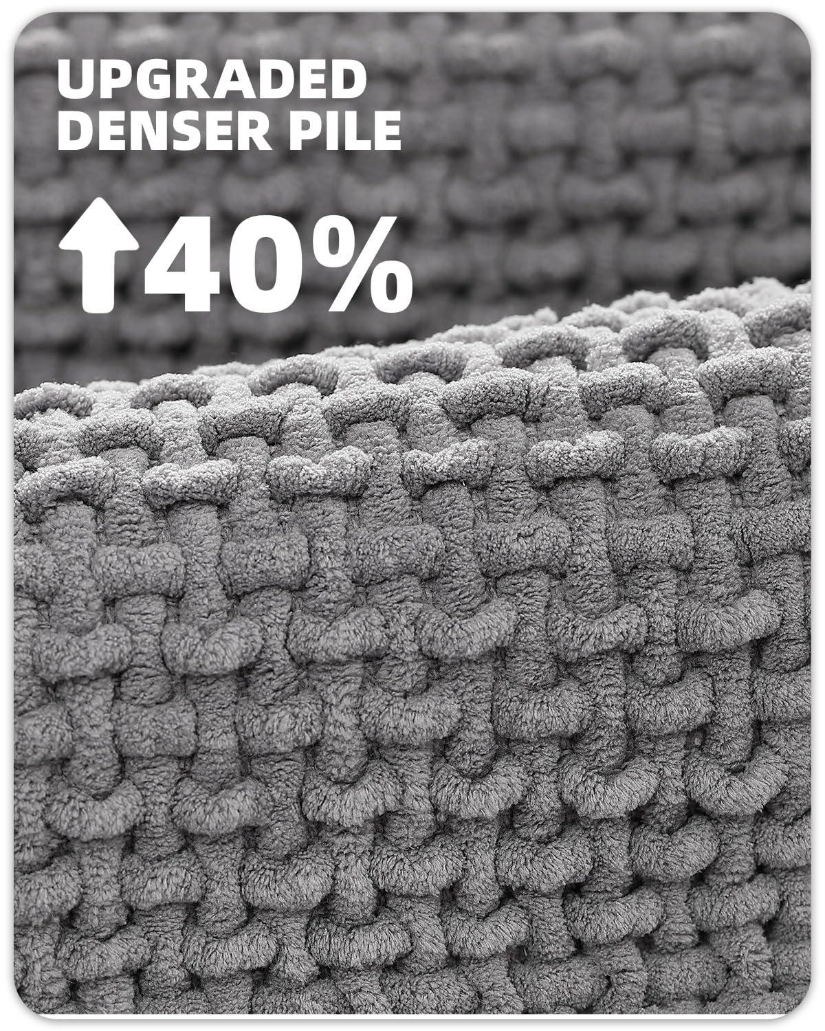 Color&Geometry Large Bathroom Rugs Upgraded Denser Chenille Pile, 24''X36'' Non Slip Absorbent Grey Bath Mats For Bathroom Thin