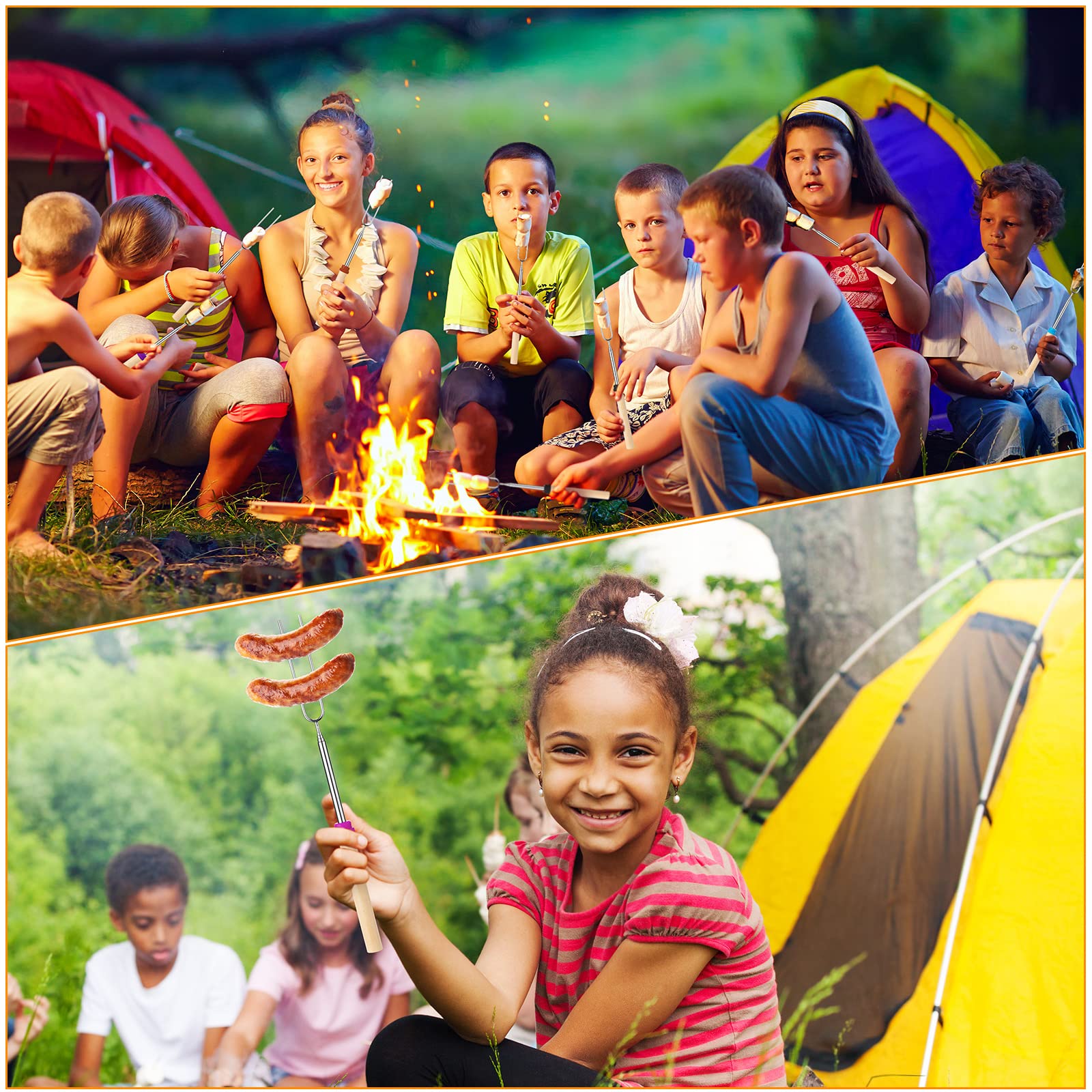 36 Pcs Marshmallow Roasting Sticks Campfire Smores Skewers For Fire Pit 32 Inch Long Extendable Fork Smores Sticks With Wooden H