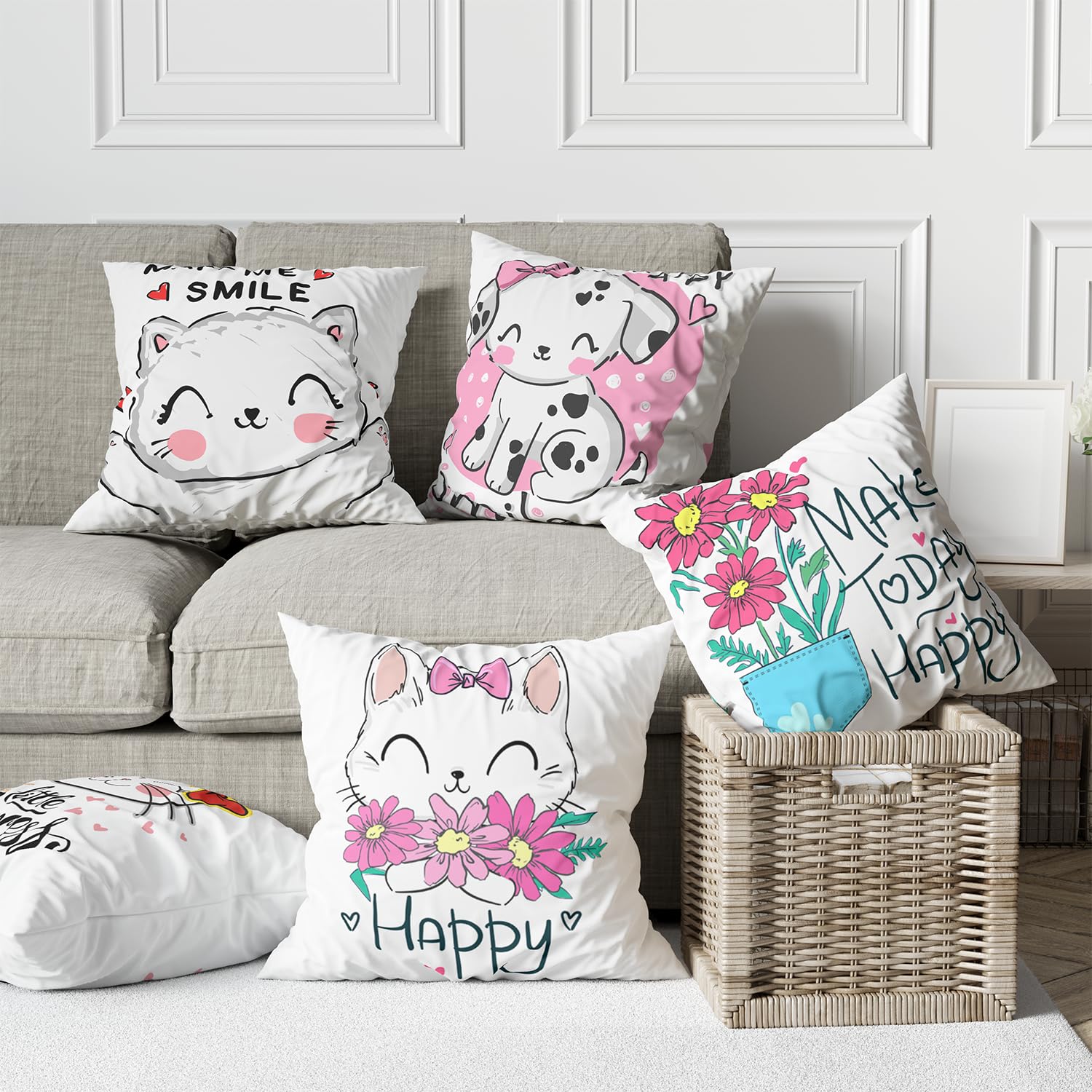 Scpmarts Printed Cushion Cover Home Decorative Pillow For Sofa Soft Solid Square Throw Pillow Cushion Covers Satin Cushion Cover
