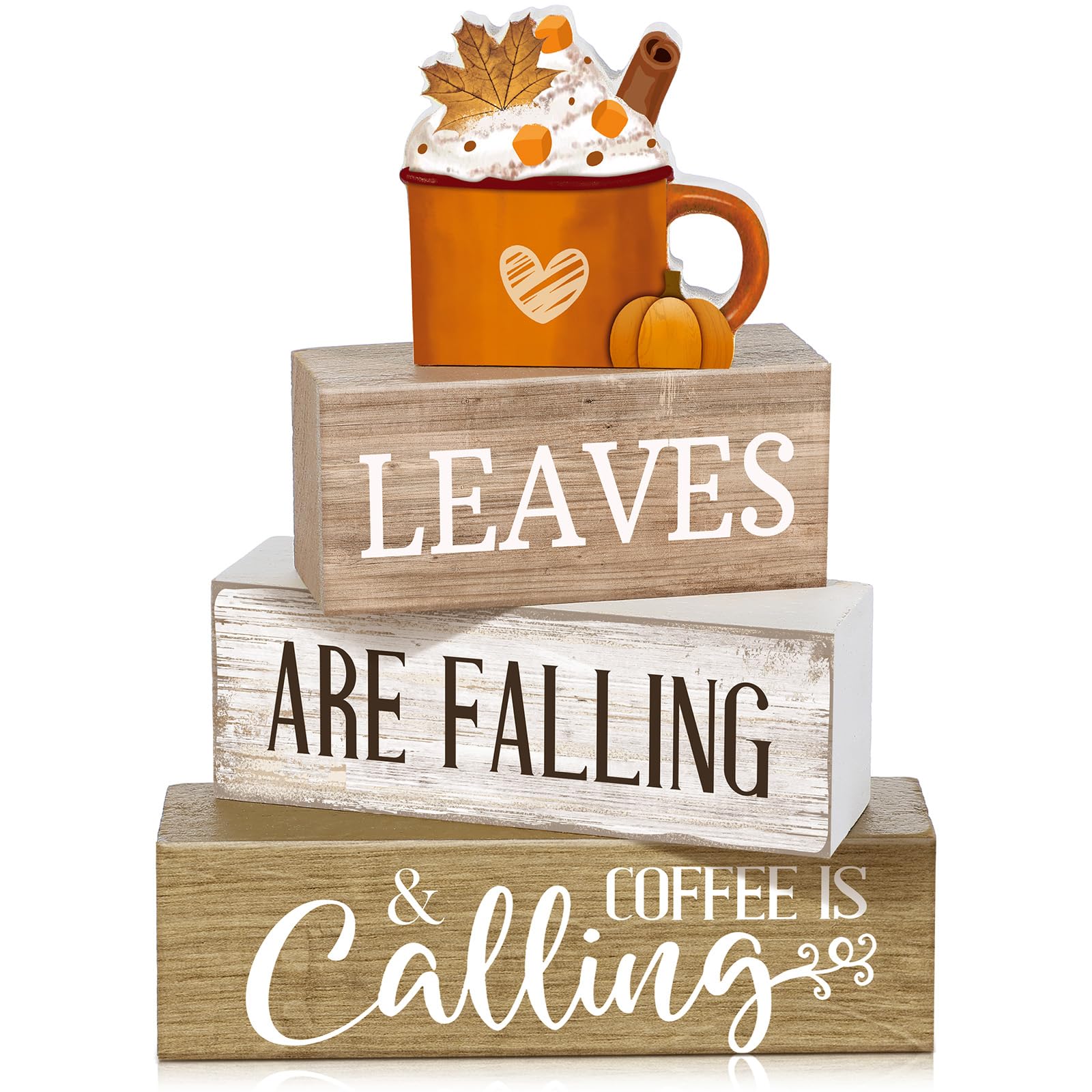 Lineshading 4 Pcs Fall Decorations for Home Thanksgiving Tiered Tray Decor Fall Tabletop Decor Thanksgiving Centerpiece Rustic W