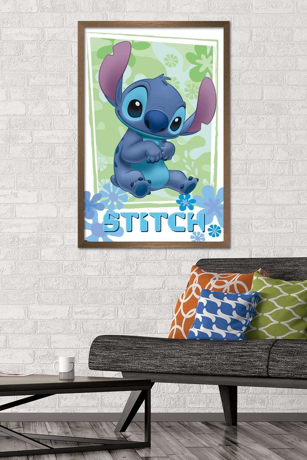 Trends International Disney Lilo And Stitch - Flowers Wall Poster, 22.375'' X 34'', Bronze Framed Version