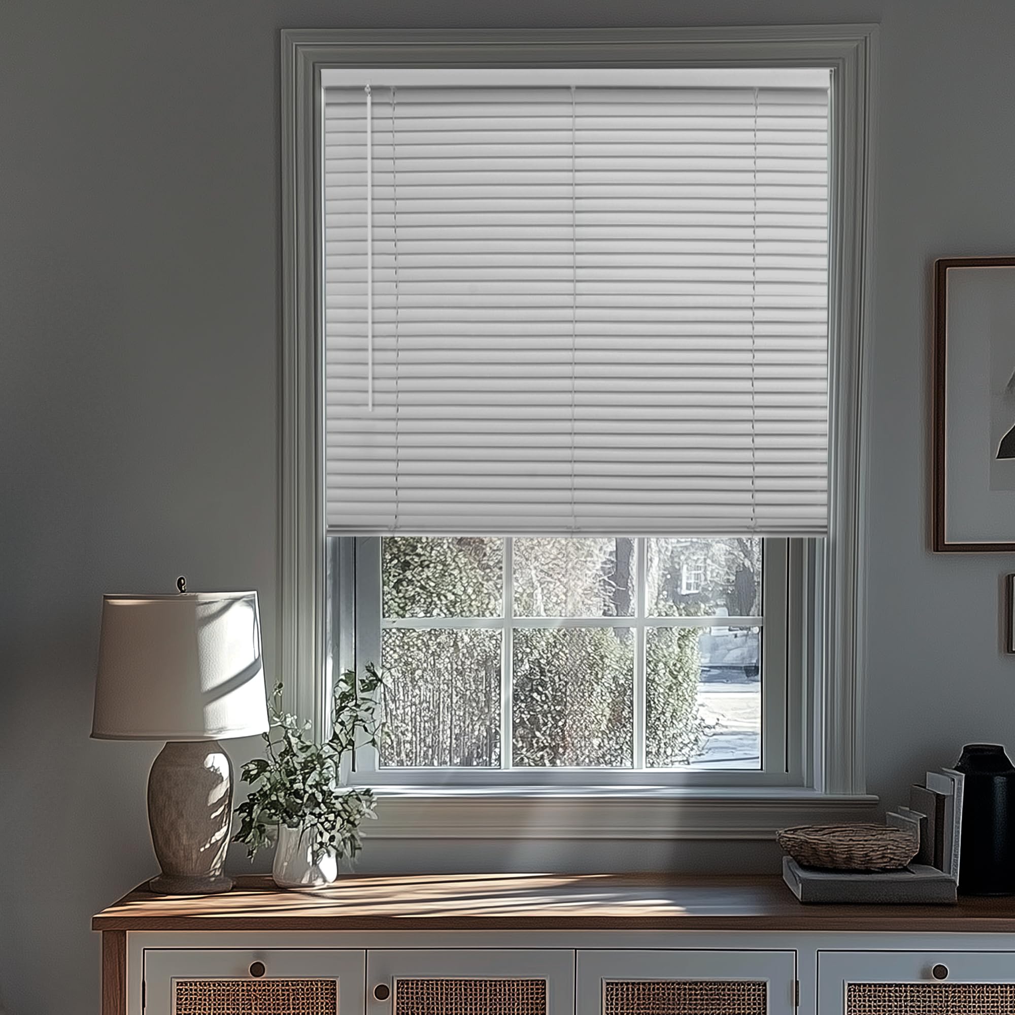 CHICOLOGY Mini Blinds, Window Shade, Blackout, Vinyl, Midnight White, 31W x 84H
