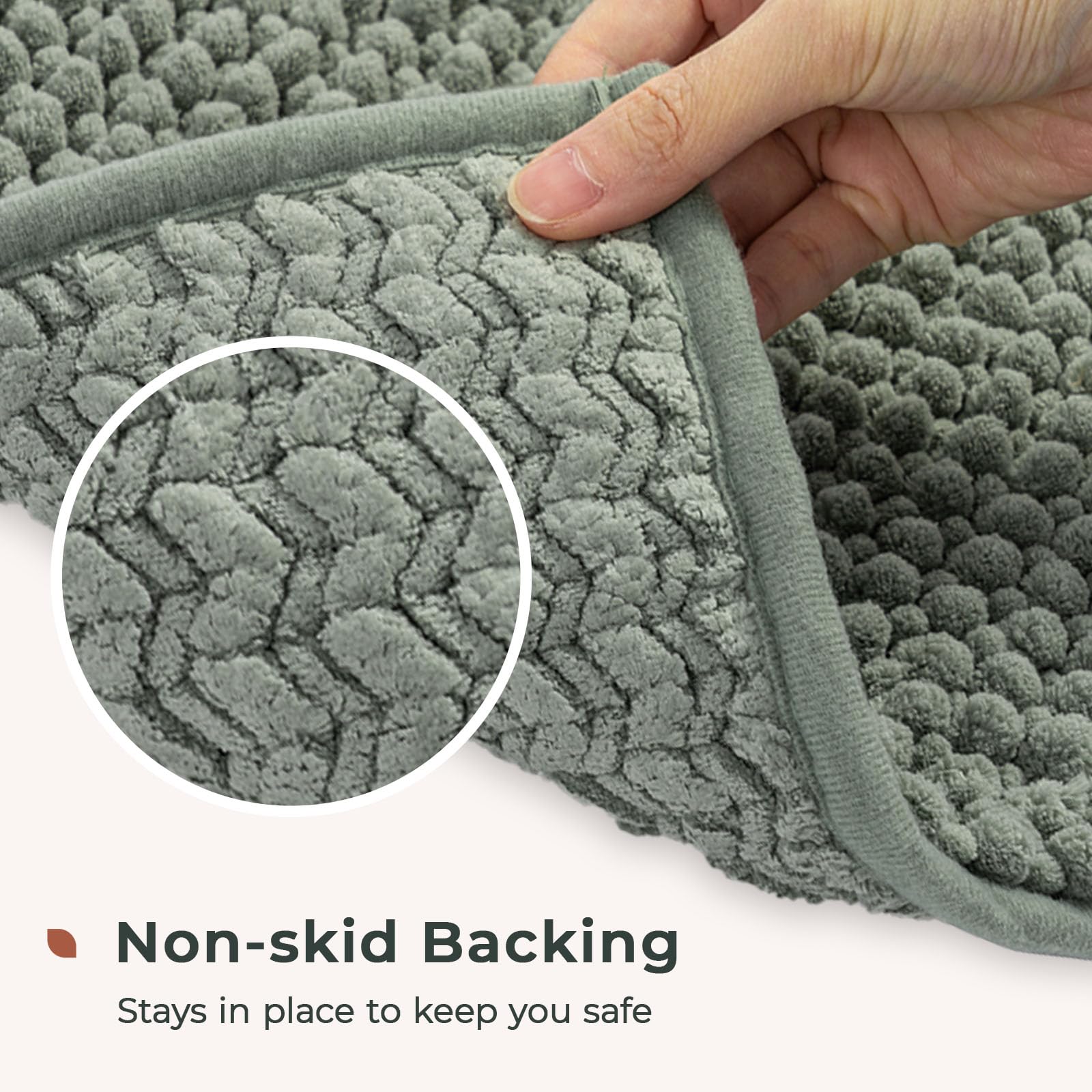 Freshmint Chenille Bathroom Rugs Sets 2 Piece 17''X24''+20''X47'', Non-Slip Bath Mats Set For Bathroom, Water Absorbent Bath Rug