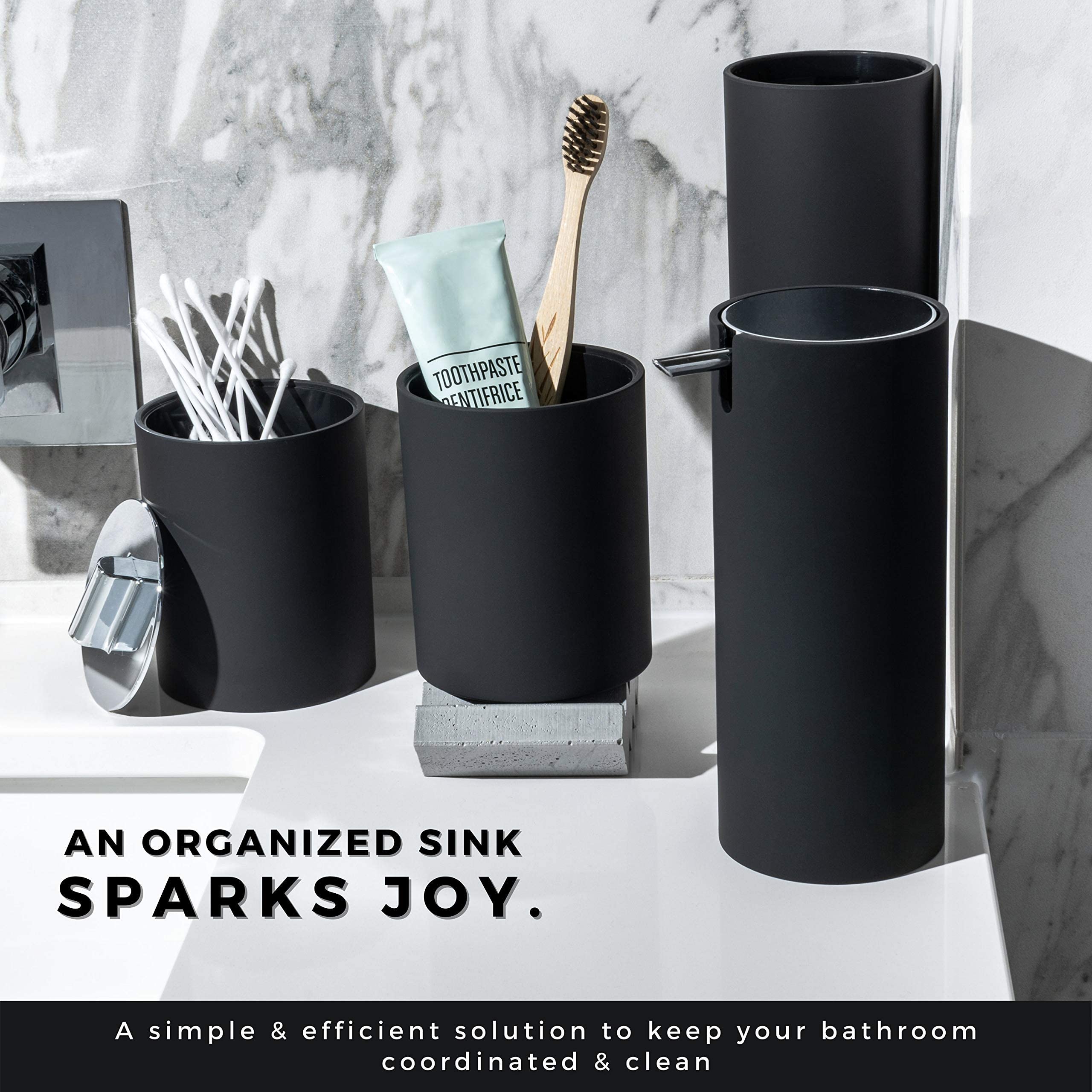 Sleek Matte Black Bathroom Accessory Set 4 Pcs Complete Bathroom Set Modern Bathroom Decor Bathroom Organizer Accesorios Para Ba