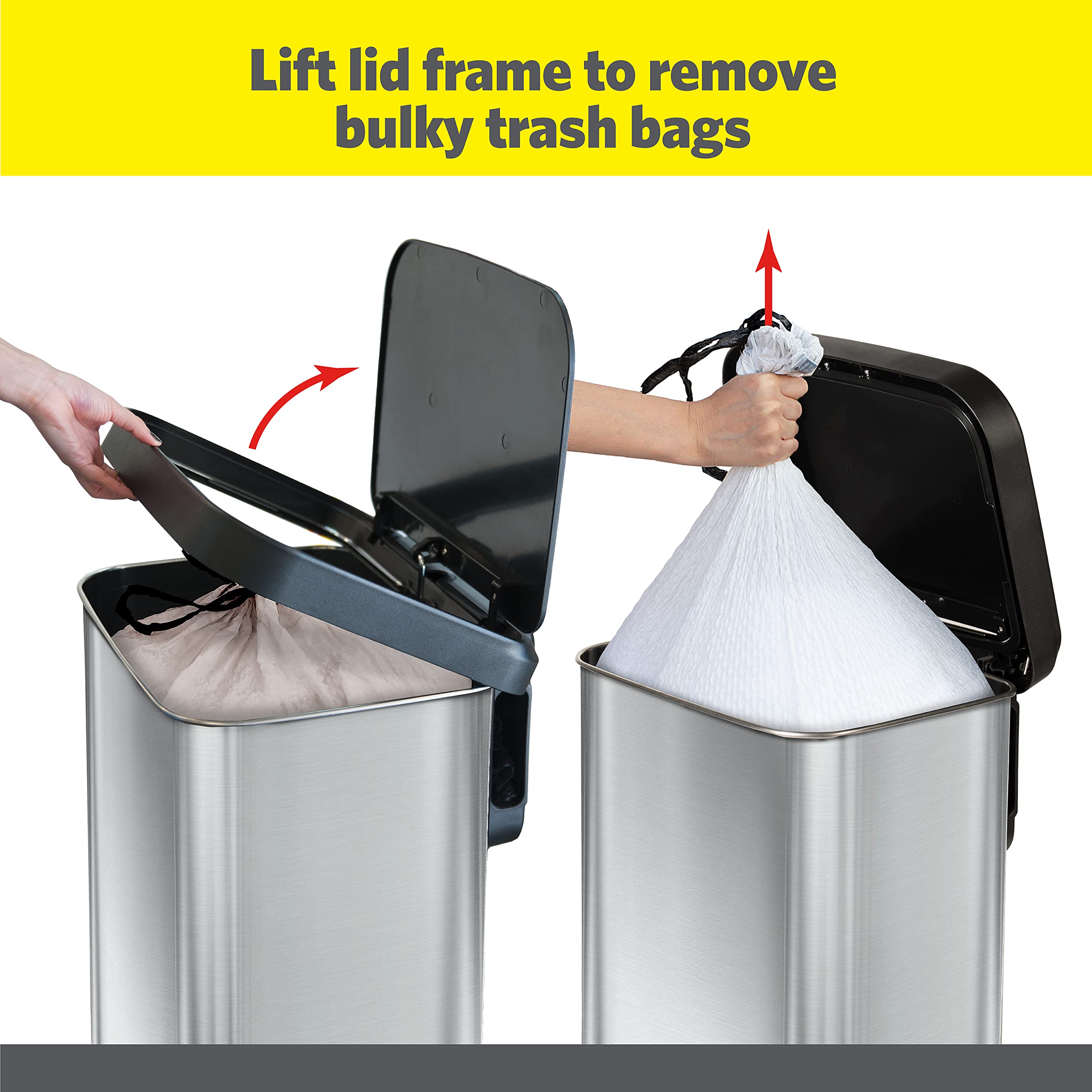 Glad Gld-74506 Stainless Steel Step Trash Can With Clorox Odor Protection | Large Metal Kitchen Garbage Bin With Soft Close Lid,