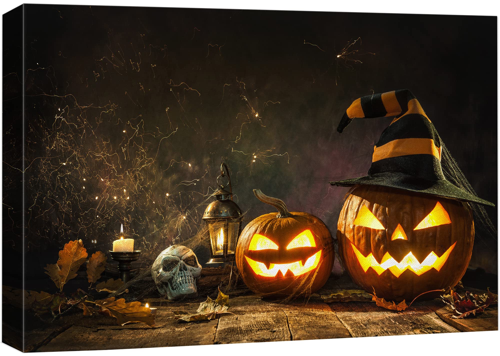Wall26 Canvas Print Wall Art Creepy Witch Pumpkin Skull Celebration & Holiday Halloween Photography Modern Art Decorative For Li