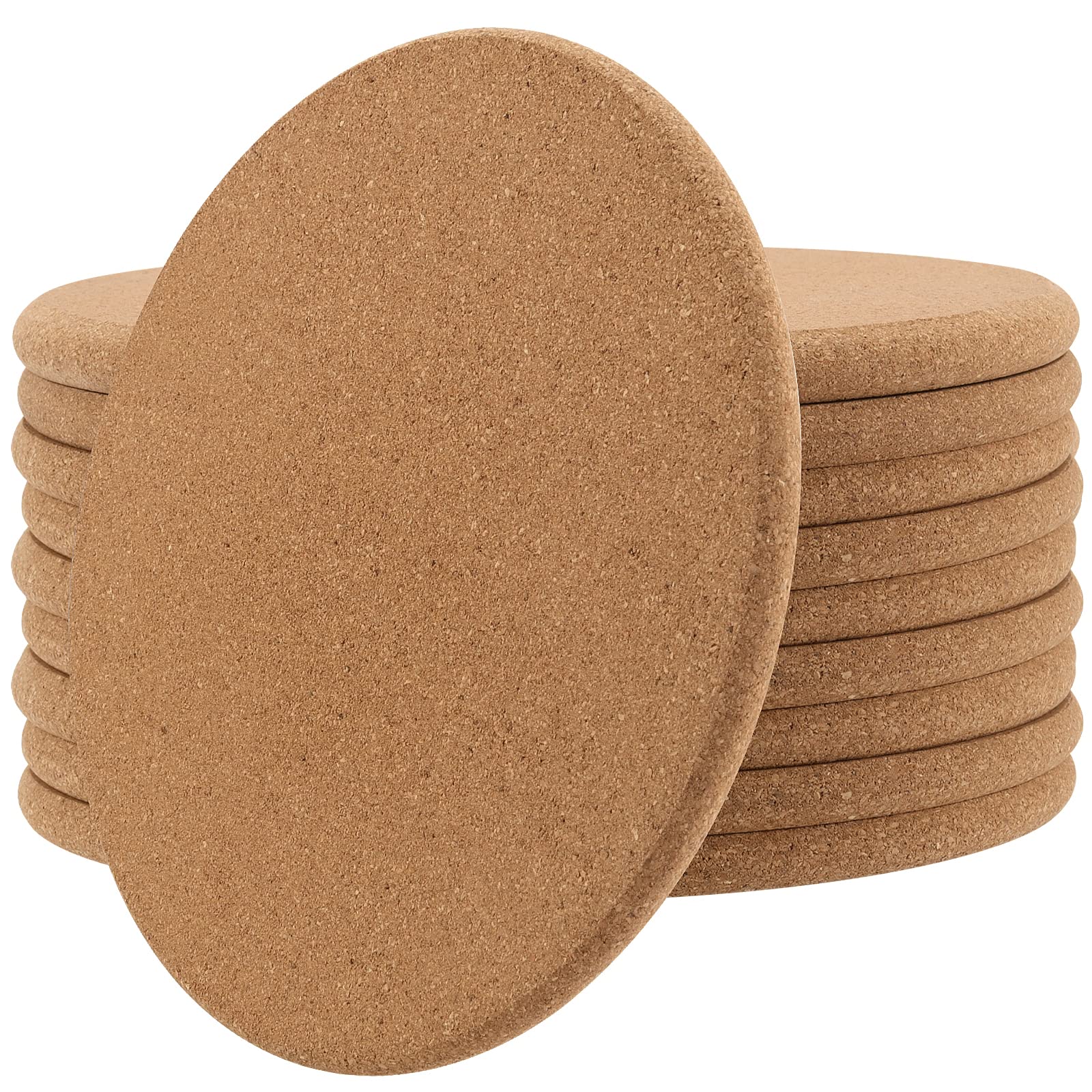 Keileoho 10 Pcs 7.5 Inch Cork Trivet, Cork Plant Coasters, 3/8 Inch Thick Round Cork Coasters, Heat Resistant Cork Hot Pads For