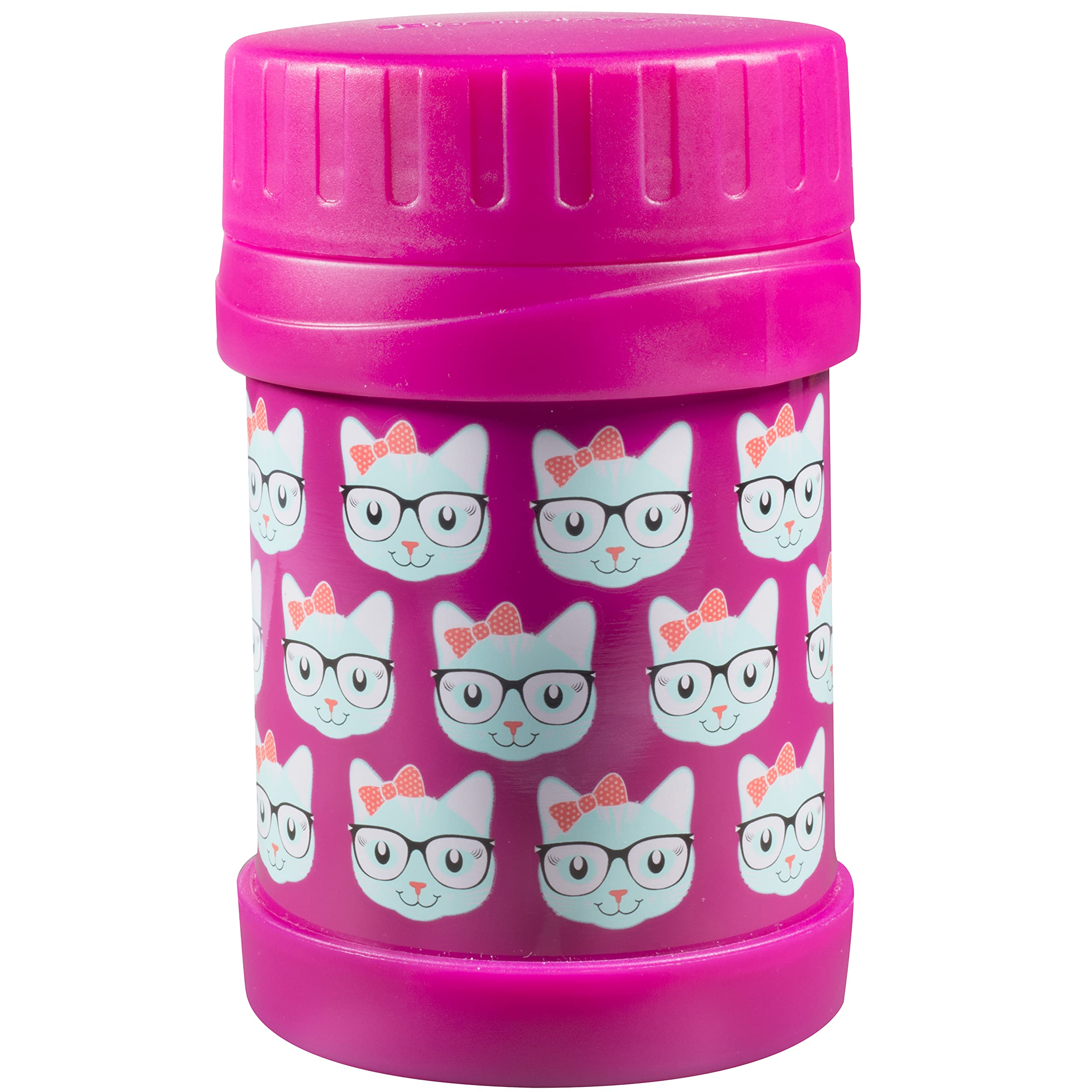 Bentology Stainless Steel Insulated 13Oz Thermos For Kids - Kitty - Large Leak-Proof Lunch Storage Jar For Hot Or Cold Food, Sou