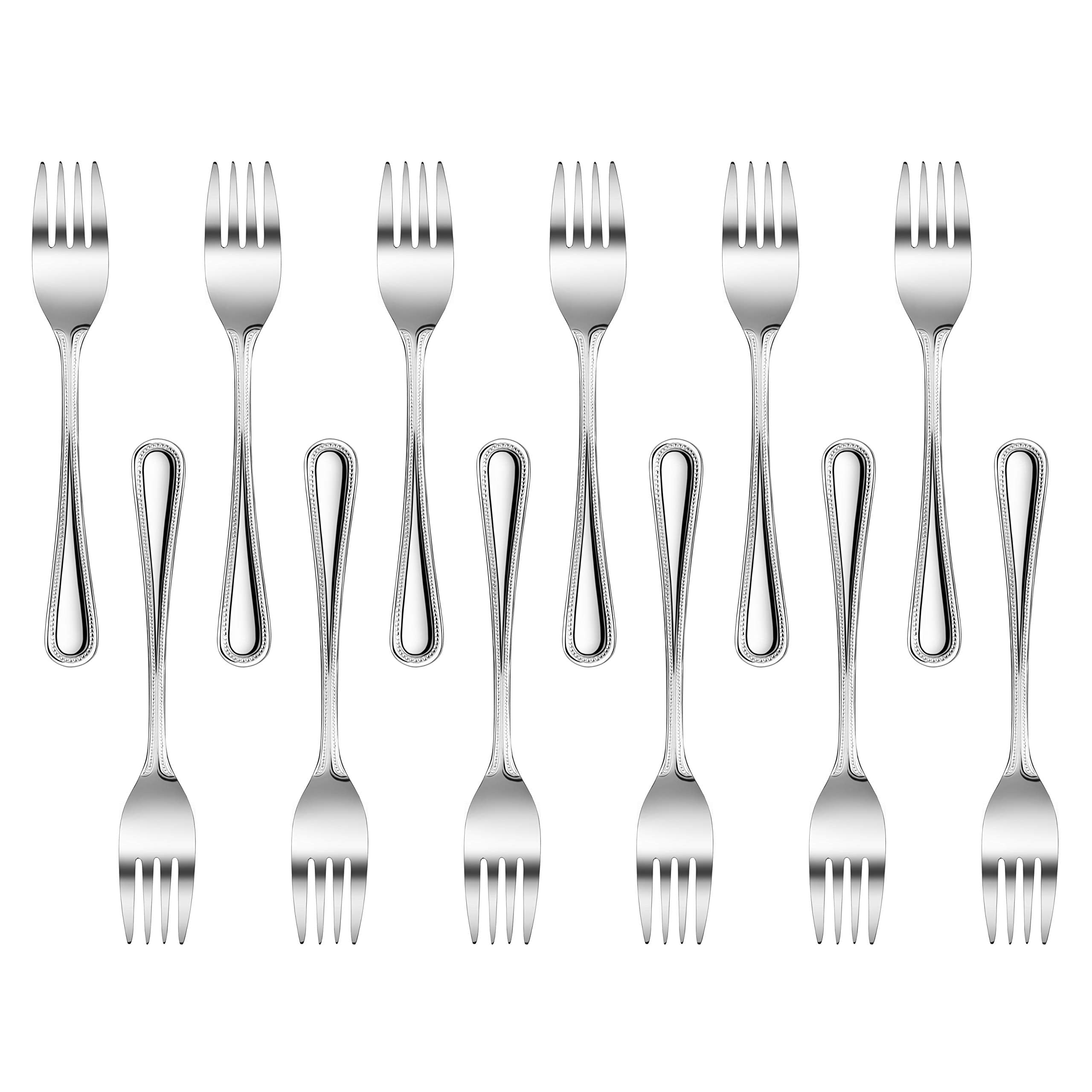 New Star Foodservice 58482 Bead Pattern Bead Pattern 18/0 Stainless Steel, Salad Fork 6.6-Inch Set Of 12