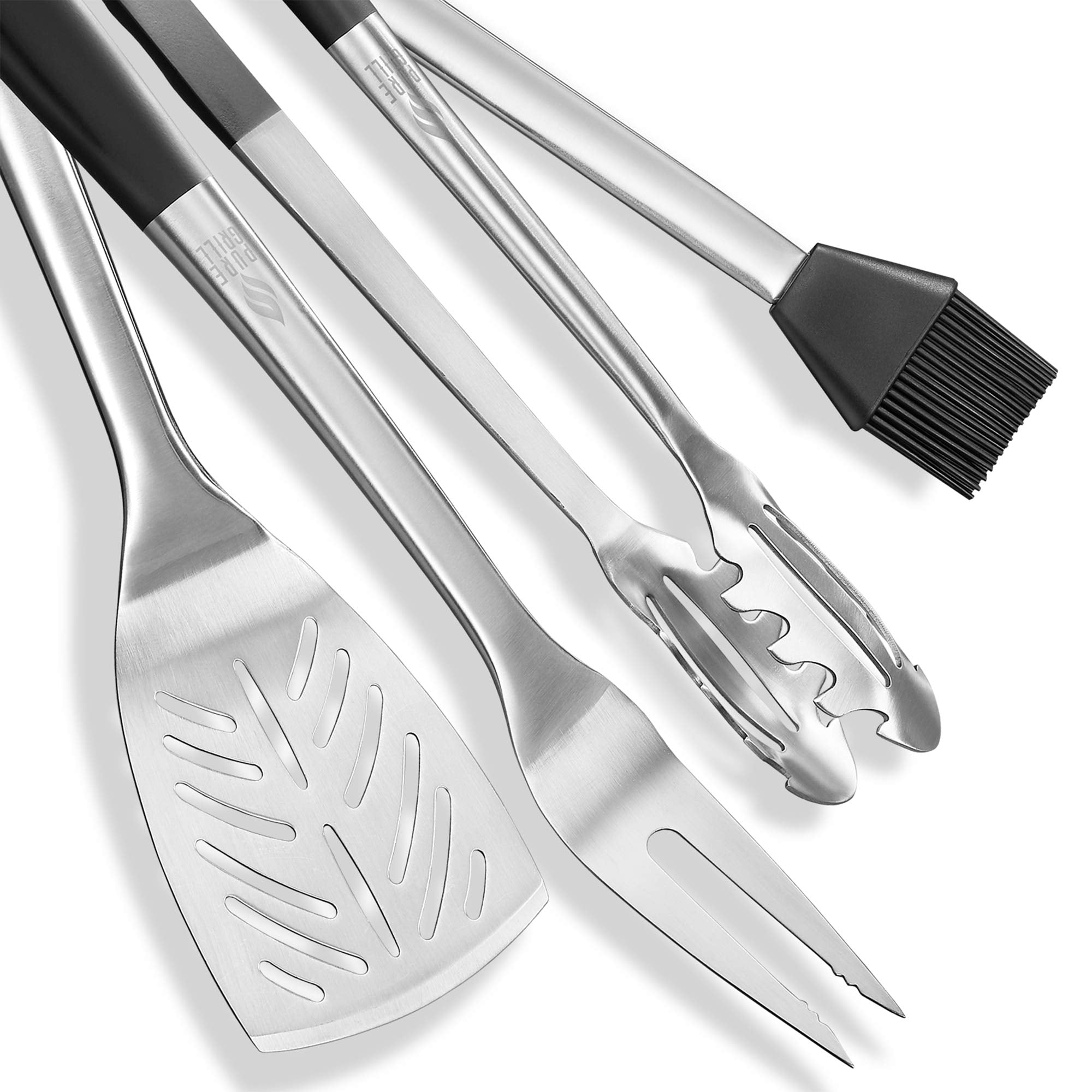 Pure Grill 4-Piece Stainless Steel Bbq Tool Utensil Set - Professional Grade Barbecue Accessories
