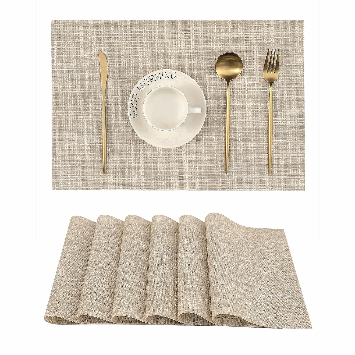 Placemats Set of 6 Dining Table Place Mats | Placemats Table Mat PVC Material | NonSlip Heat Resistant | Dining Tablemates Wash