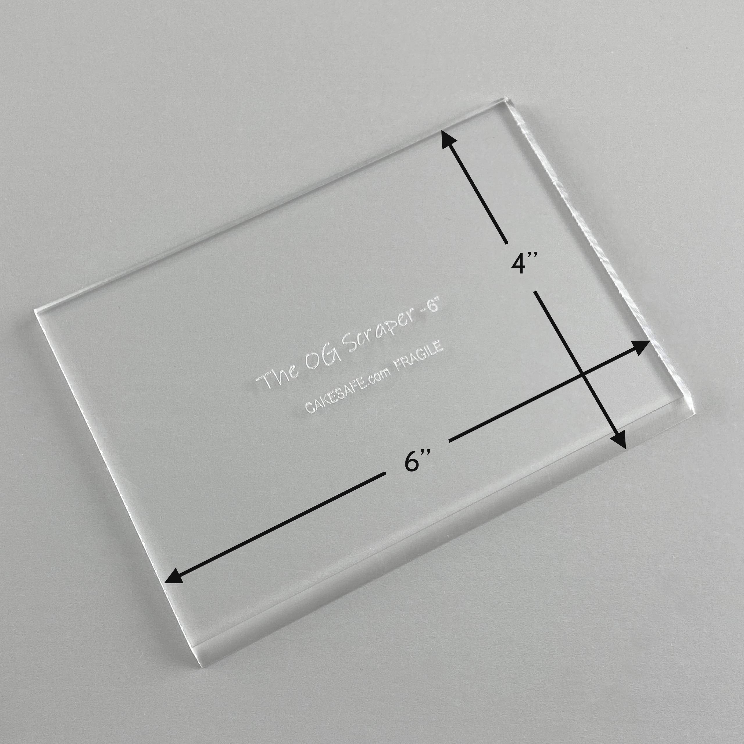 Cakesafe 6 Inch Og Scraper-Clear Acrylic Cake, Icing, And Butter Cream Smoother With Beveled Edge