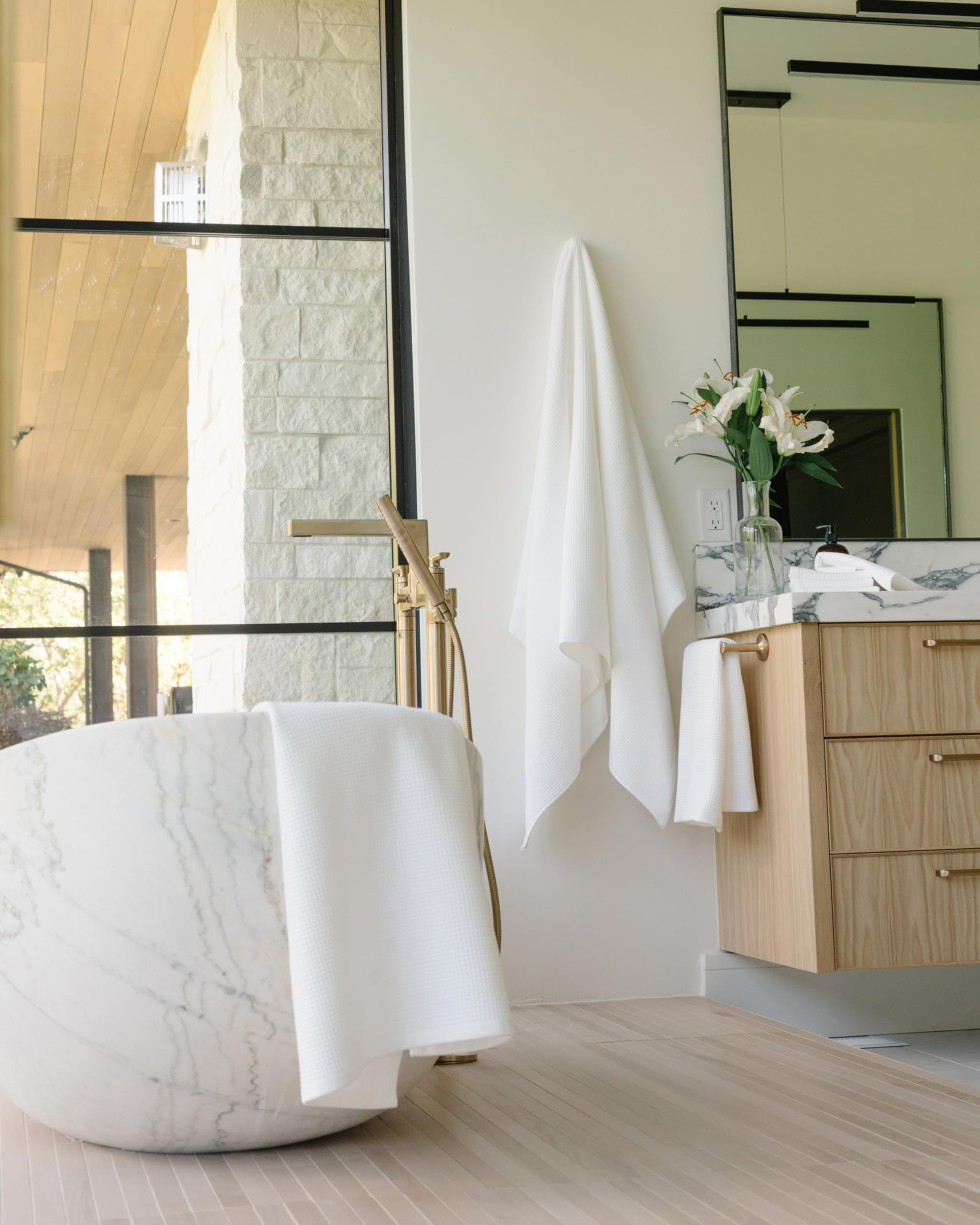 Cozy Earth White Waffle Bath Sheets