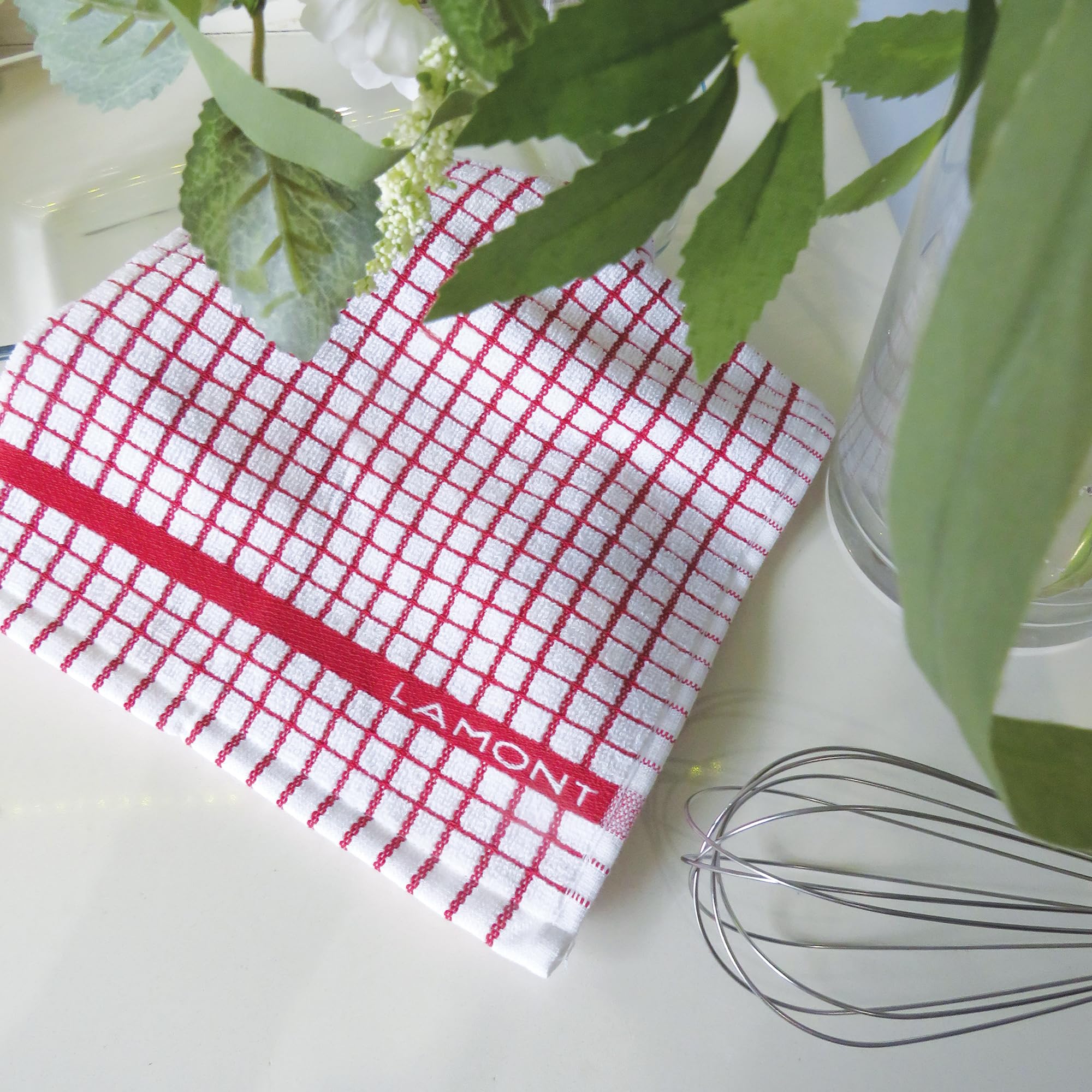 Samuel Lamont Poli Dri Tea Towels - Set Of 3 100% Cotton 27.5 X 19 Inch (Red)