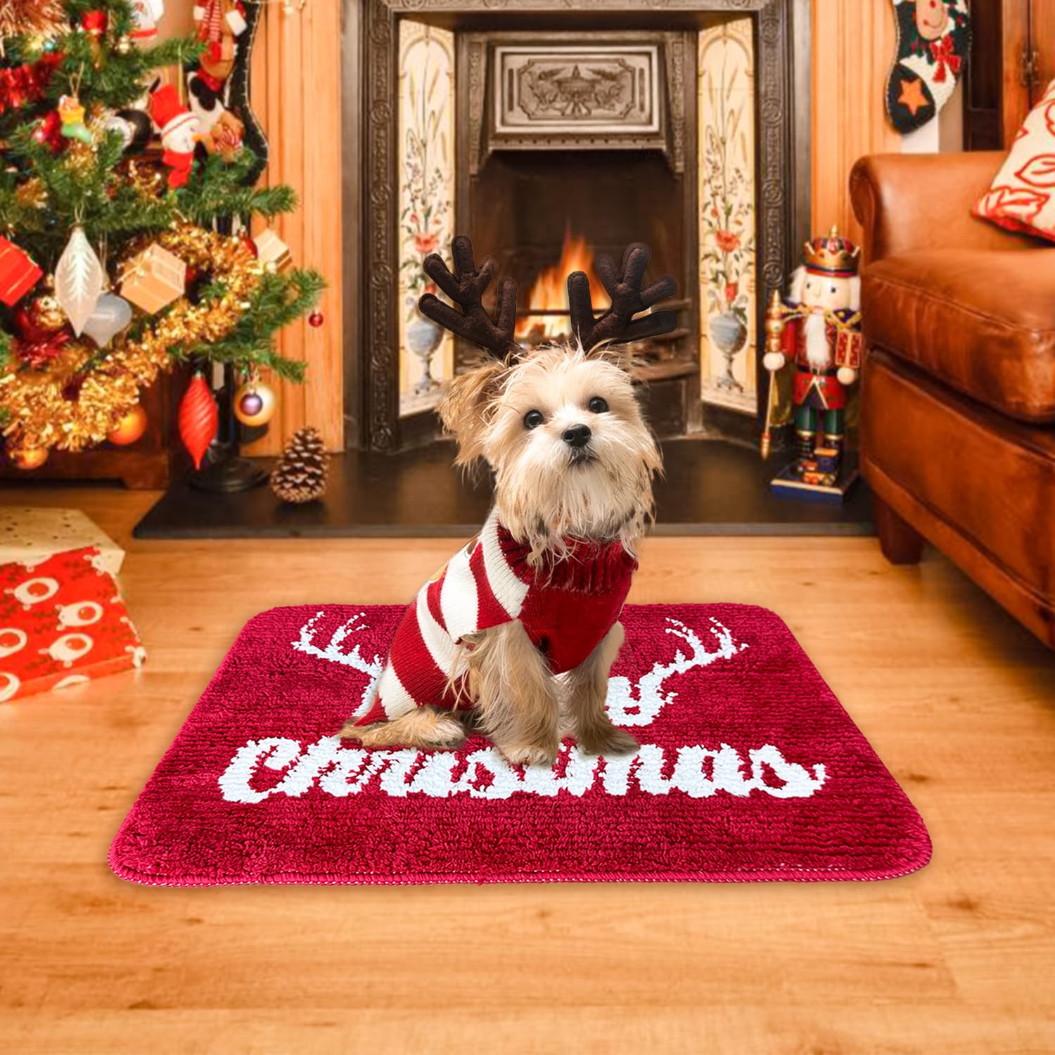Boankodu Christmas Bathroom Rugs Christmas Decorations Bathroom Super Soft Bath Mat, Microfiber Bathroom Carpet, Non-Slip Bathro
