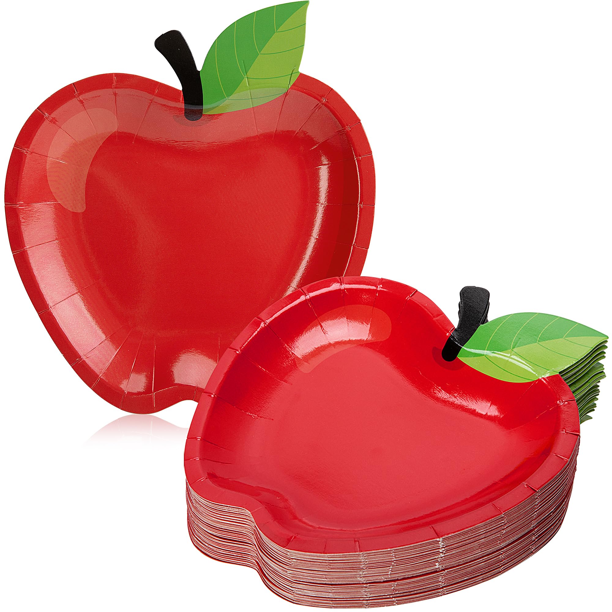 Wehhbtye 50Pcs Back To School Red Apple Paper Plates,First Day Of School Red Apple Paper Plates, Apple Shape Disposable Tablewar