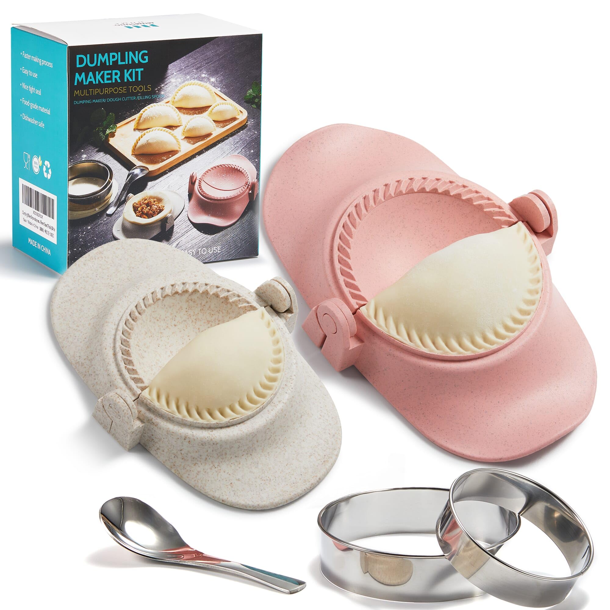 Mumsung Empanadas Press Maker, Dumpling Maker Mold Set With Dough Cutter, Dumpling Mold Set (L/4''+M/3'')