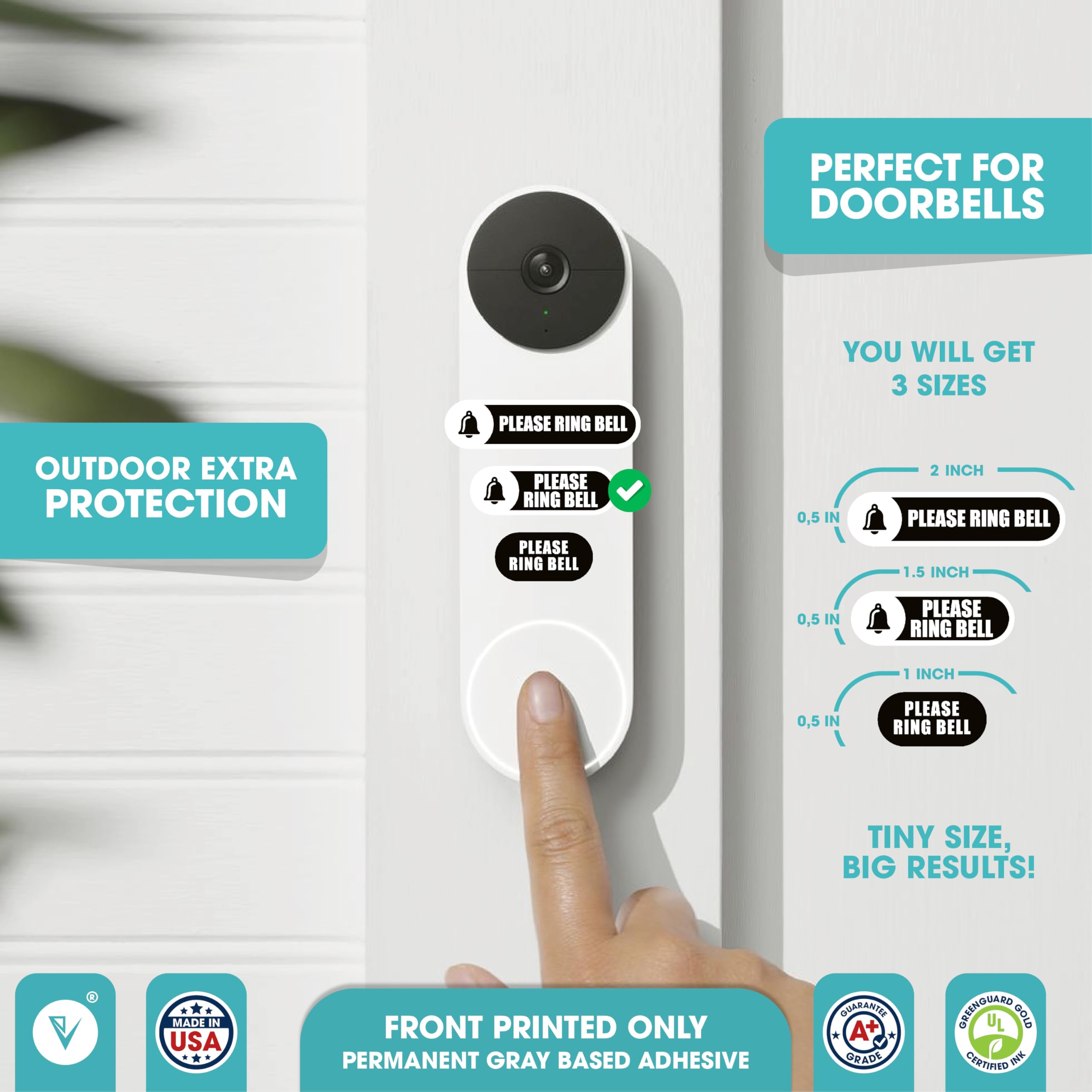 Tiny Please Ring Bell Sign | 3 Sizes Please Ring Bell Sticker | Tiny Sizes Perfect For Video Doorbell | Please Ring Bell Sign Ou