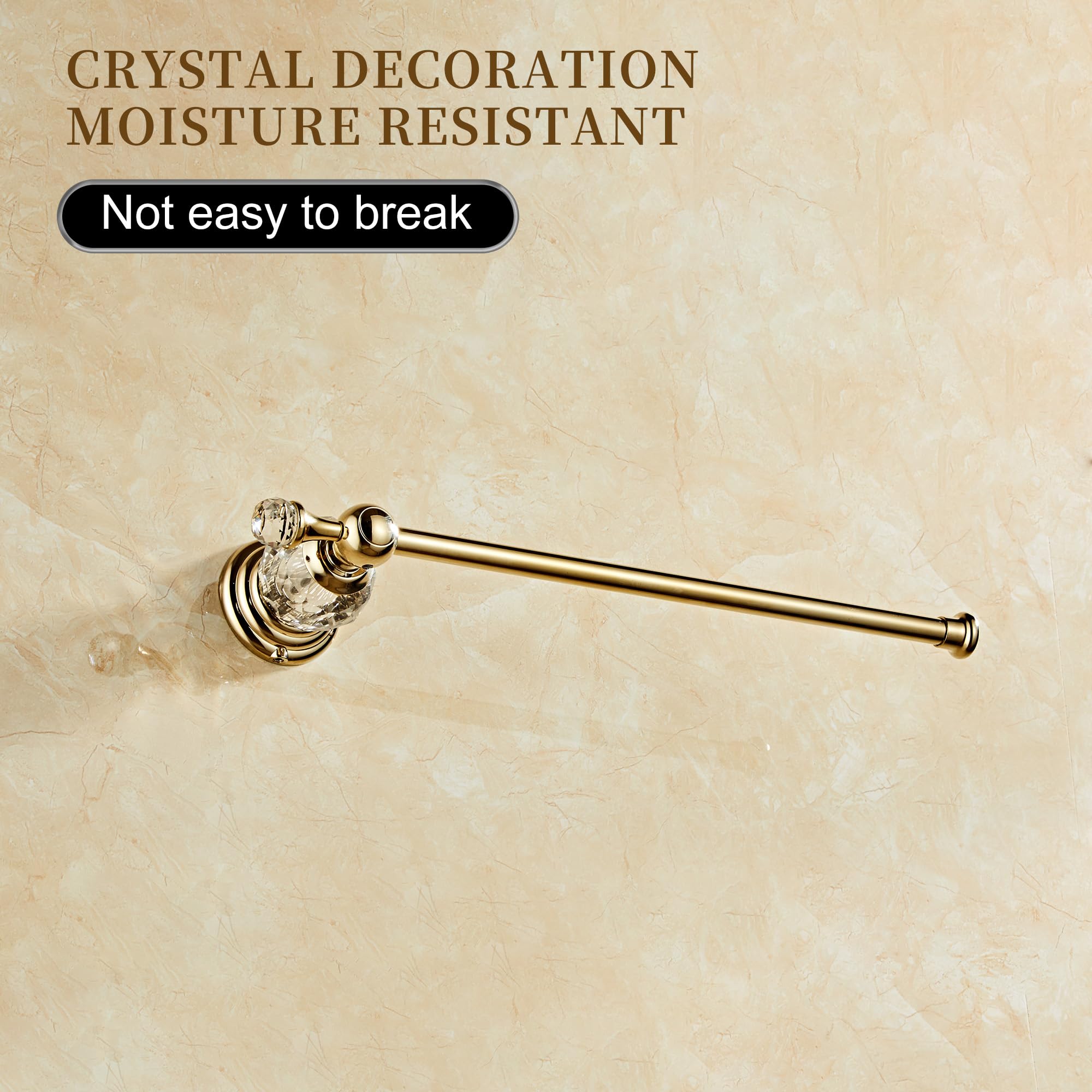 Golden Towel Holder, Gold Crystal Towel Bar Bathroom Hardware