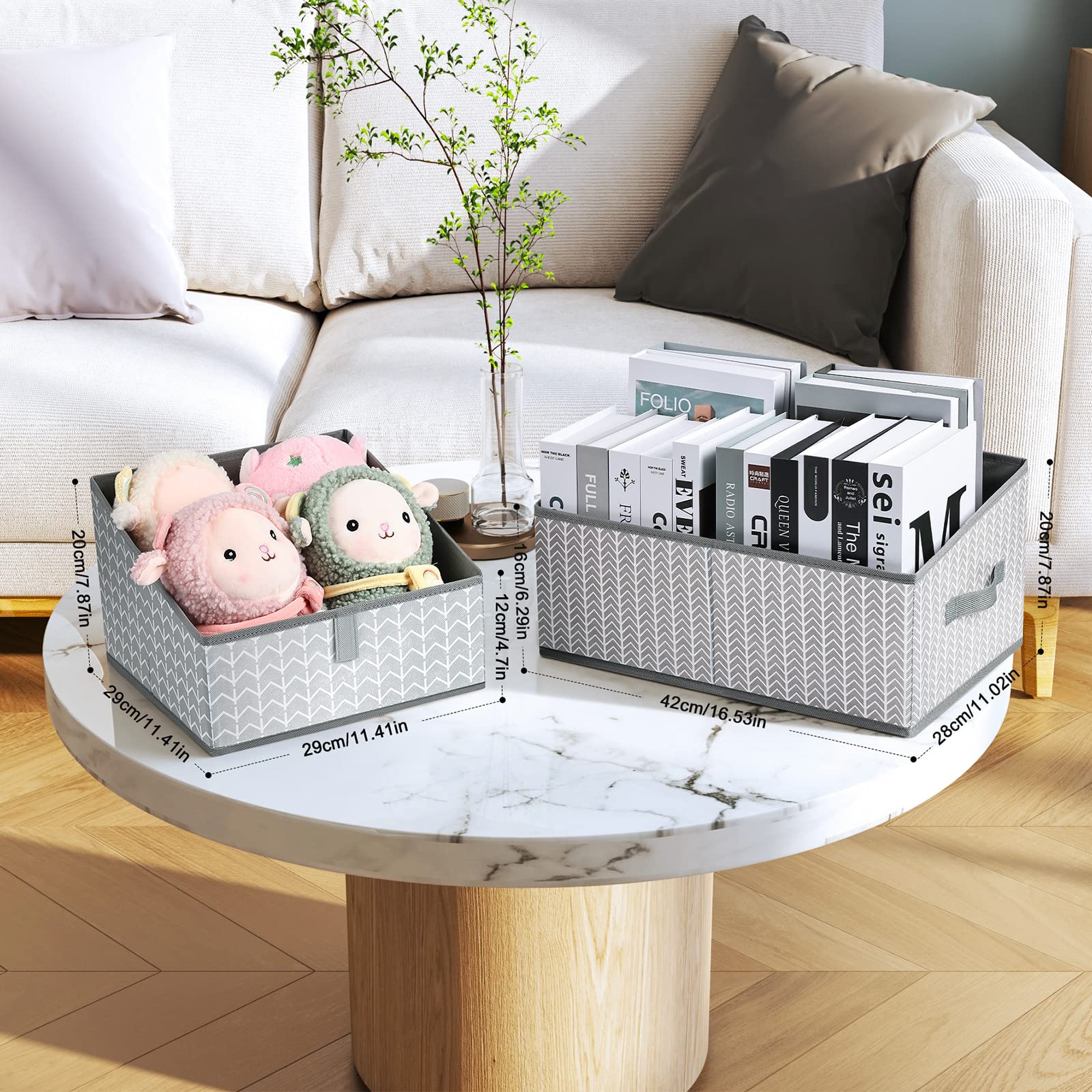 DIMJ Storage Bins Basket for Closet Storage  Fabric Baskets for Closet Shelves  Foldable Storage Cube for Toys  DVDs  Books  Arrow