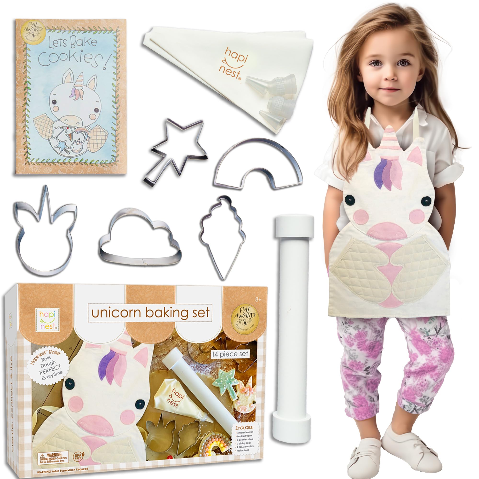 Hapinest Unicorn Cookies Baking Set for Kids Girls Real Baking Kit Toys Gift Ages 4 5 6 7 8 Years Old  Unicorn Apron, Unicorn T