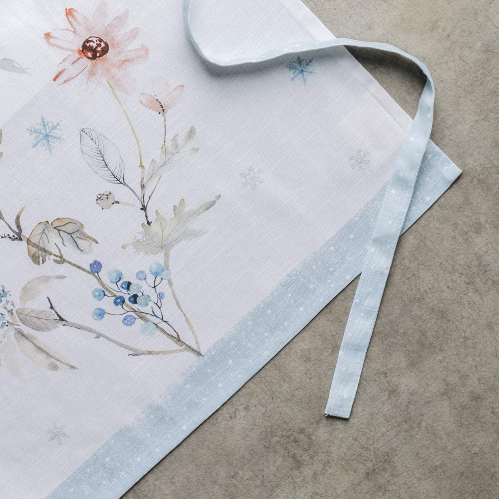Maison D' Hermine Ice Florals 100% Cotton 1 Piece Kitchen Apron With An Adjustable Neck & Hidden Centre Pocket With Long Ties Fo