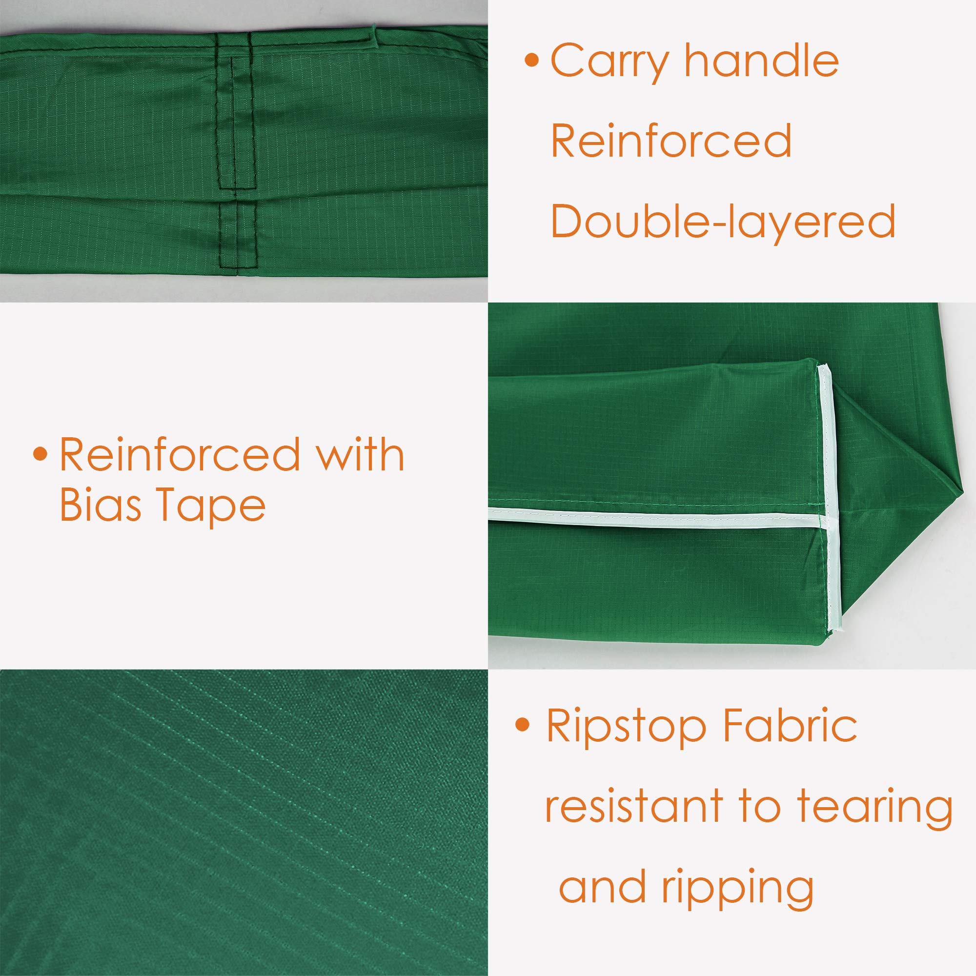 BeeGreen Christmas Green Reusable Grocery Bags Dark Green Reusable Kitchen Bags Bulk Foldable-Machine Washable with Zipper Stora