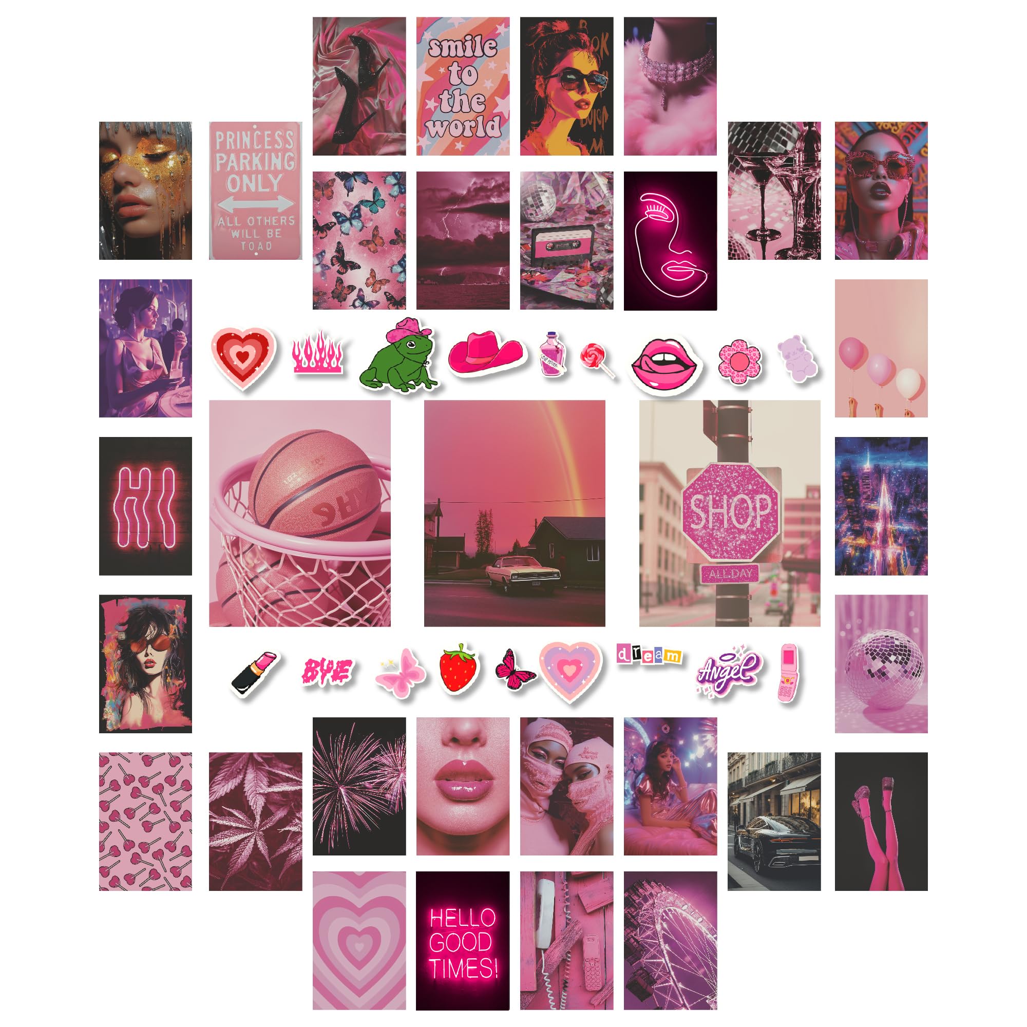 97 Decor Y2K Room Decor Aesthetic Pictures - Pink Room Decor Y2K Poster, 2000S Wall Decor, Trendy Y2K Art Prints With Y2K Sticke