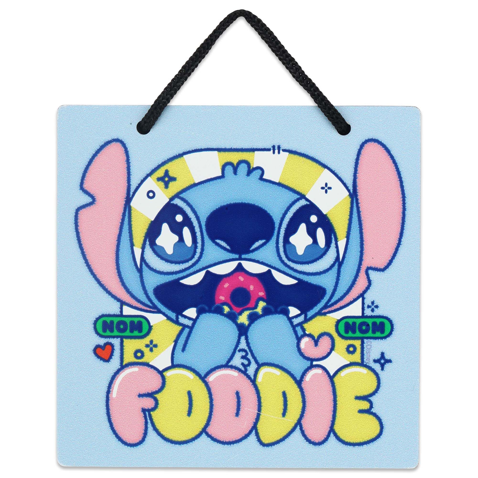 Disney Lilo and Stitch Foodie Hanging Metal Wall Decor - Fun Stitch Sign for Kitchen or Bedroom