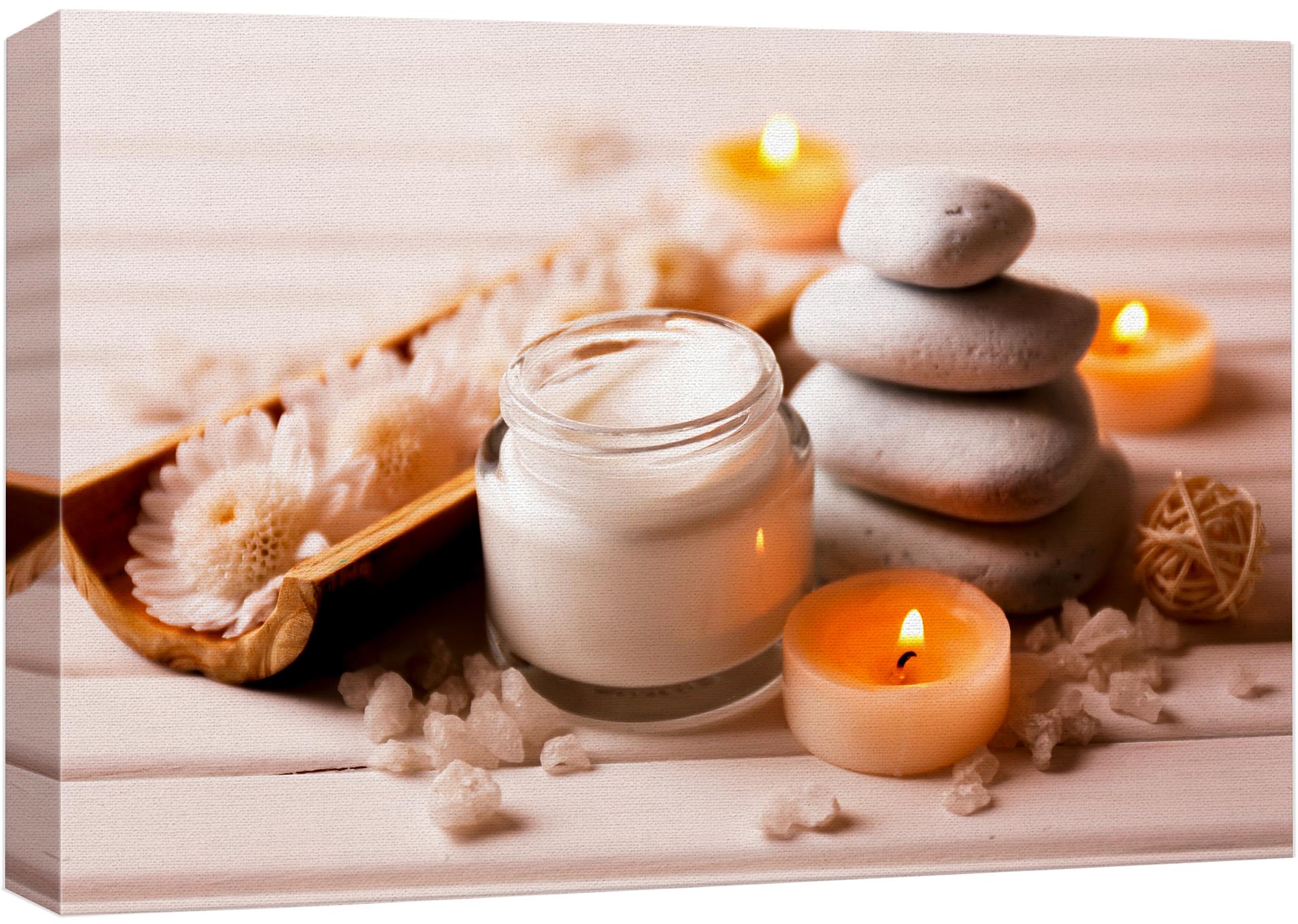 Wall26 Canvas Print Wall Art Spa Massage Stone Candle Flower Zen Nature Wilderness Photography Realism Modern Art Decorative Mul