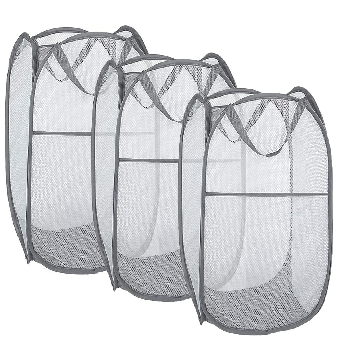 Larpur Pack Of 3 Pop Up Laundry Hampers, Collapsible Laundry Baskets, Portable Mesh Clothes Hampers For Kids Room, College Dorm,