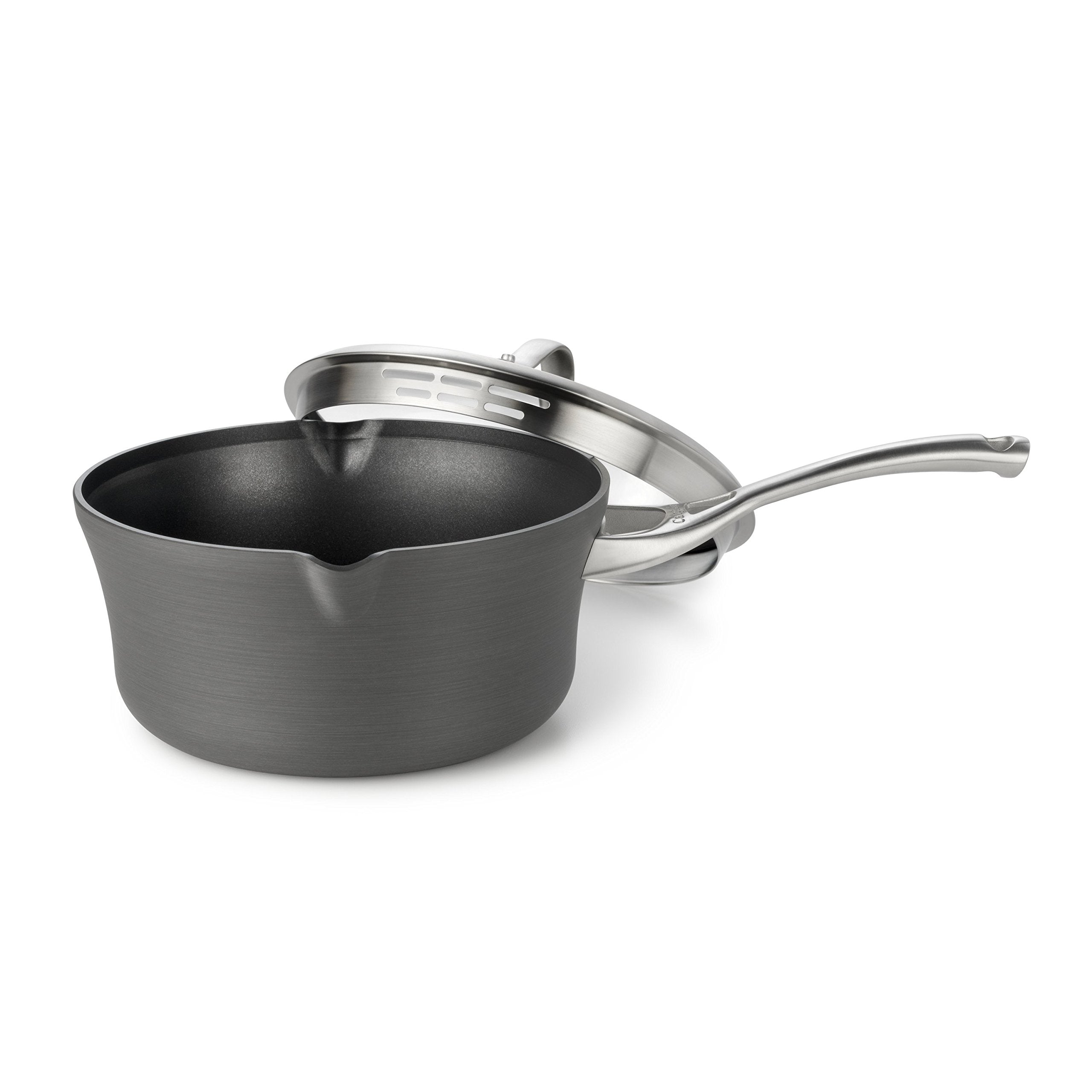 Calphalon Contemporary Nonstick Dishwasher Safe Pour And Strain Sauce Pan, 3.5-Quart