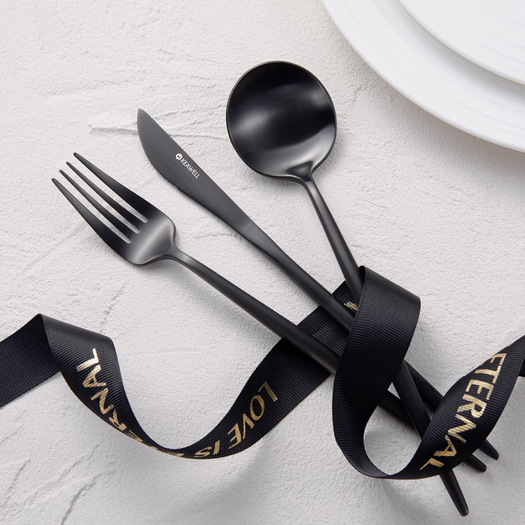 Keawell Mia 20-Piece Fine Flatware Set, 18/10 Stainless Steel, Service For 4, Sleek And Modern Silverware Set. Gift Box. (Matte