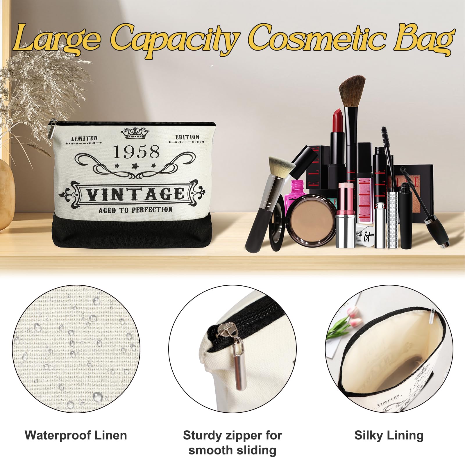 YeohJoy 67th Birthday Gifts for Her Canvas Tote Bag Travel Gear, Unique 67 Years Old Birthday Gifts for Girlfriend Sister Friend