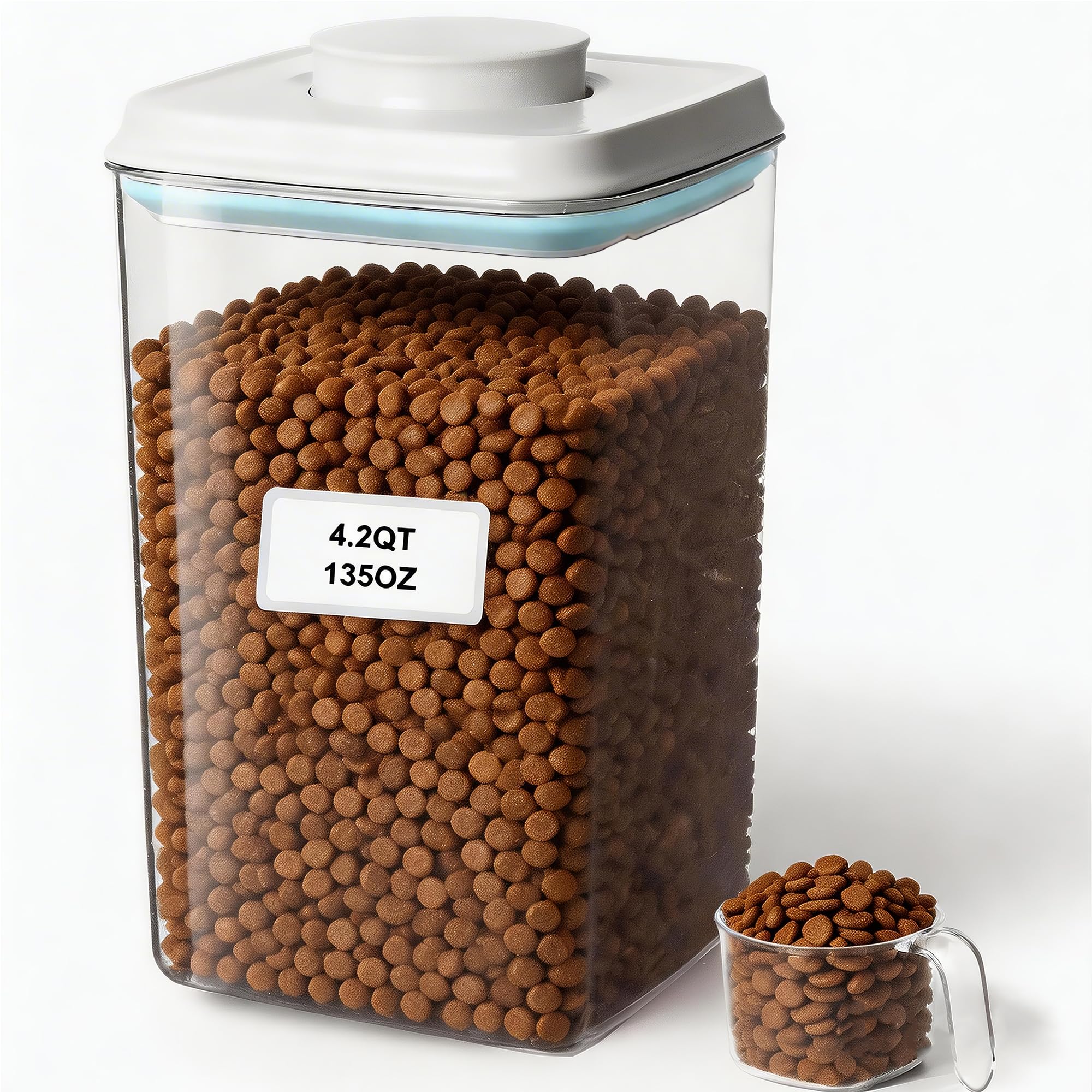 Cozey Daily 3-5lbs Dog Cat Pet Treat Container Pop Food Storage Containers with Pop Lid & 130ml Scoop, 4L / 4.2QT BPA-Free for K