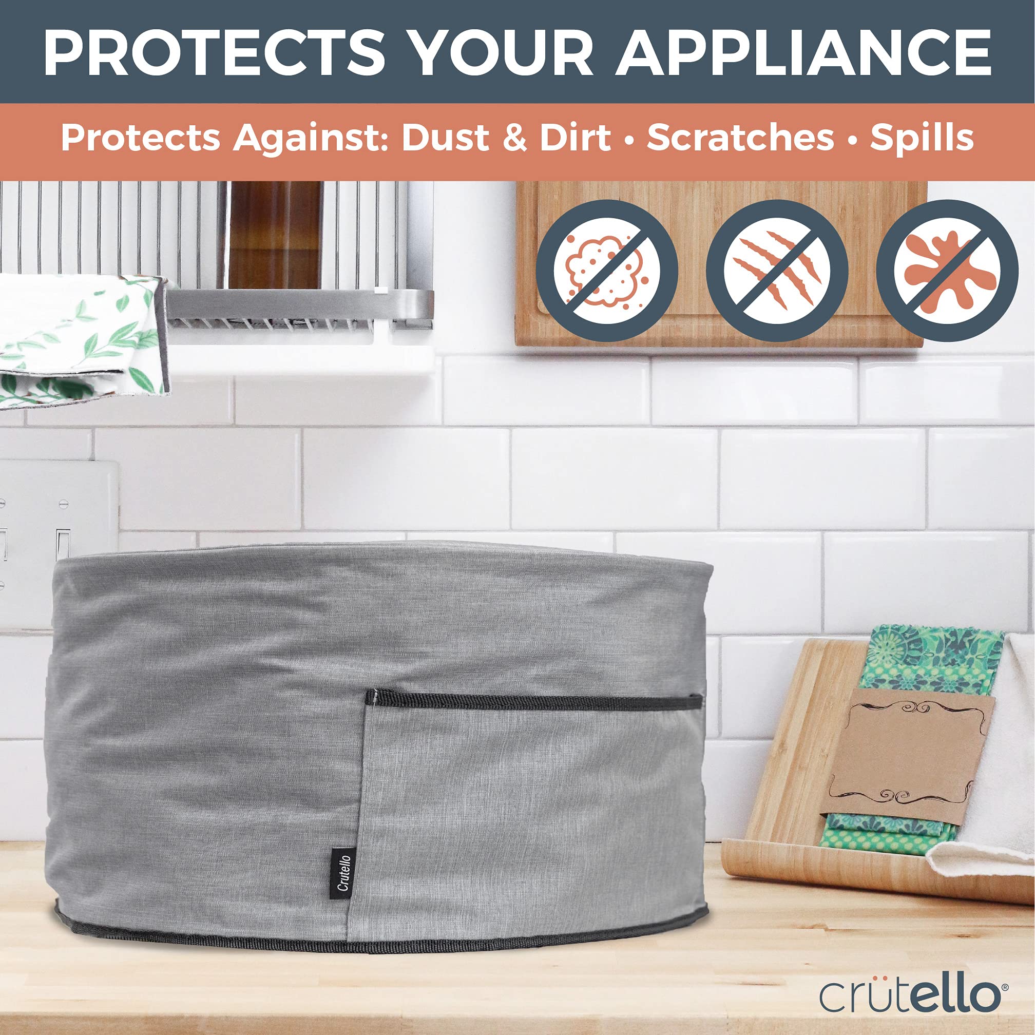 Crutello Crock Pot Cover Compatible With Hamilton Beach 6, 7 Or 8 Quart Slow Cooker - Small Appliance Dust Cover Measuring 18.57