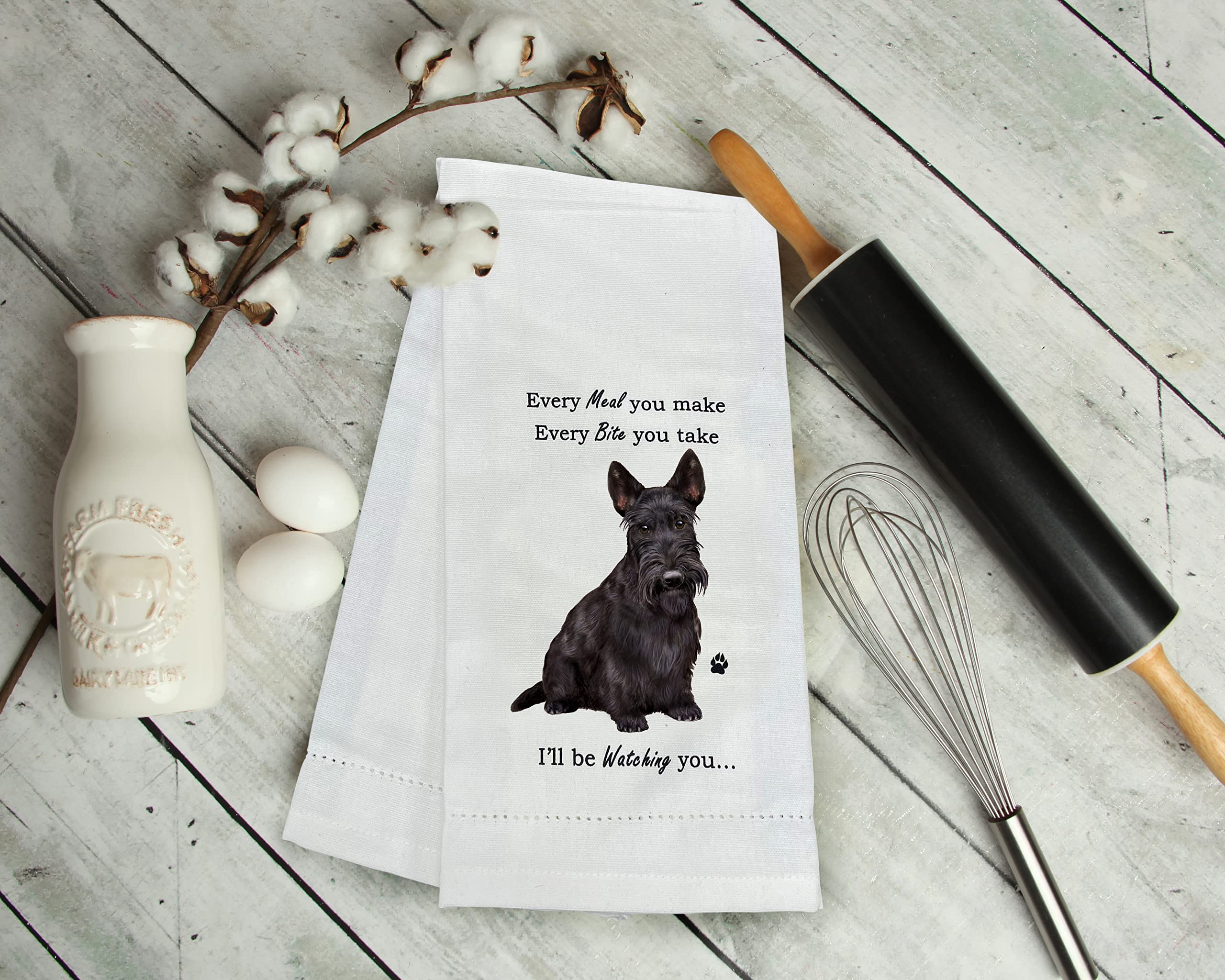 E&S Imports Scottie Kitchen Towel - Soft Highly Absorbent - Scottie Gifts - Dish Towels For Washing Dishes - Tea Towels - Reusab