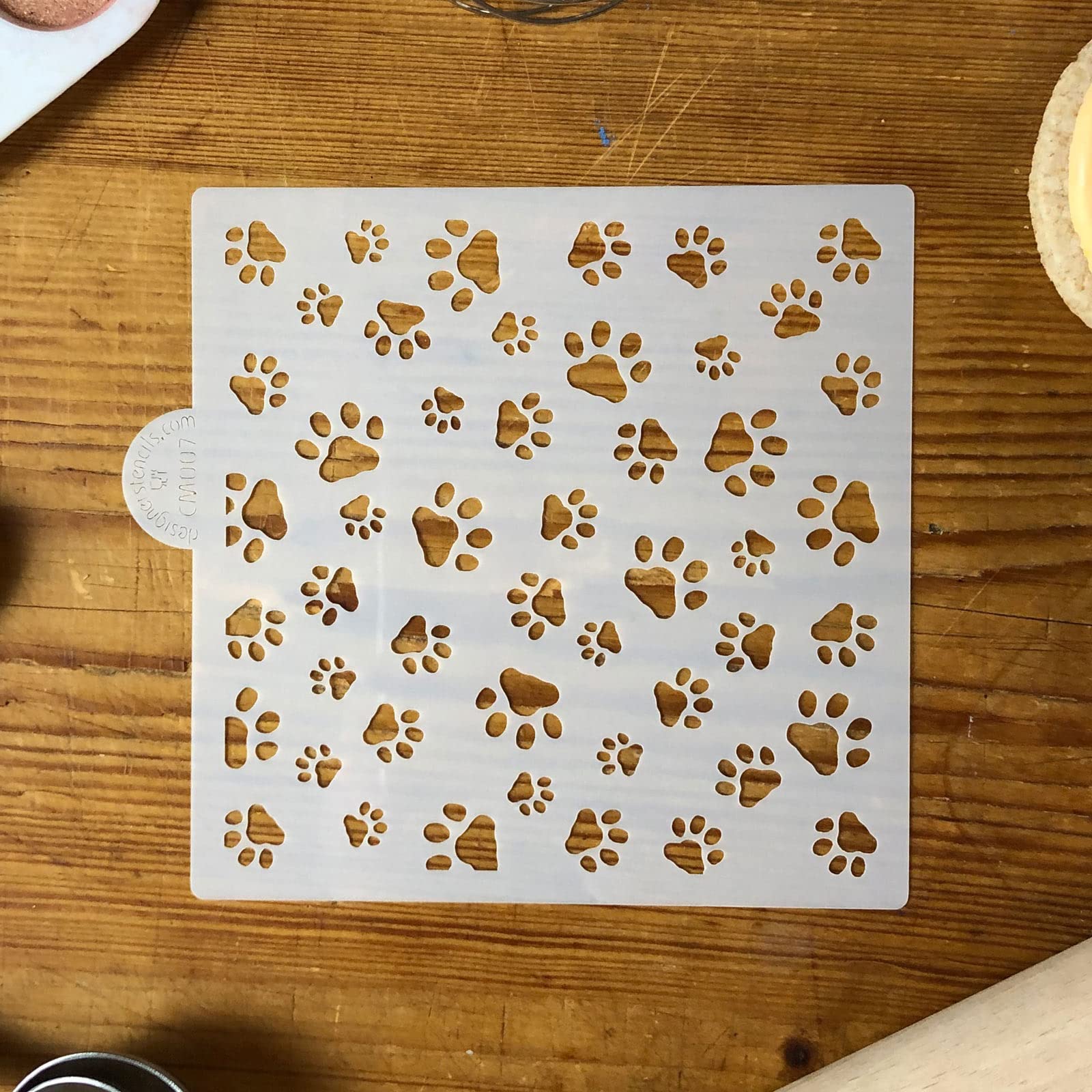 Mini Dog Paws Allover Cookie And Craft Stencil By Designer Stencils