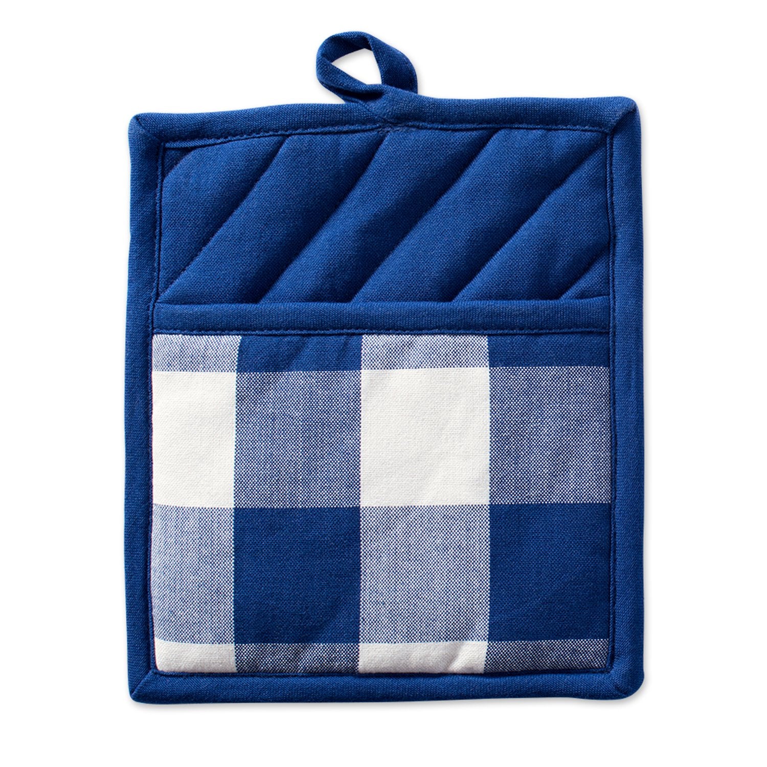 Dii Buffalo Check Kitchen Collection, Classic Farmhouse Kitchen Set, Potholder, Navy & Cream, 2 Piece