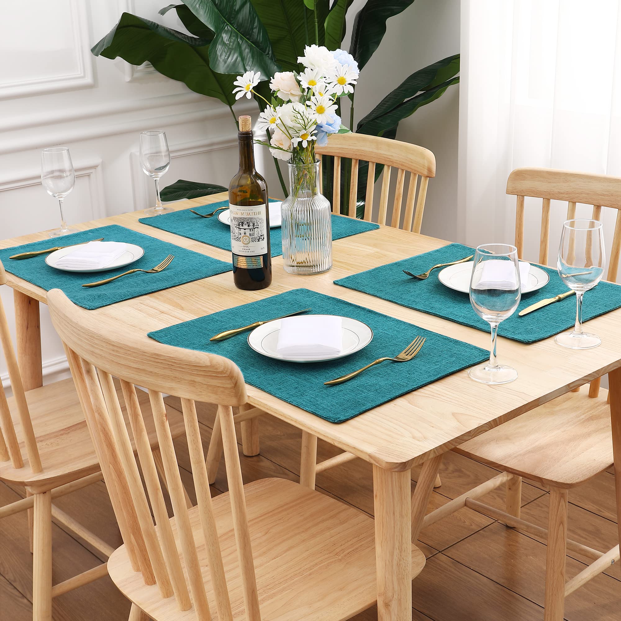 Homaxy Cloths Placemats For Dining Table Set Of 4, Heat Resistant Washable Cotton Linen Blend Table Mats, Easy To Clean Place Ma