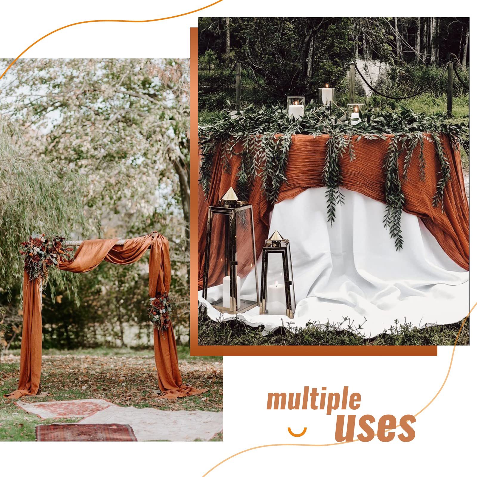 10 Pack Terracotta Cheesecloth Table Runner Gauze Table Runner 13Ft Long Semi-Sheer Table Runner Boho Or Rustic Wedding Table De