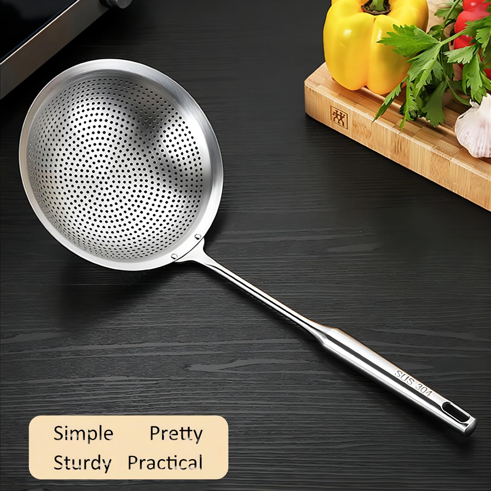 Greatlink Large Professional Skimmer Slotted Spoon,304 Stainless Steel Slotted Spoon With Extra Large Bowl & Comfortable Handle,