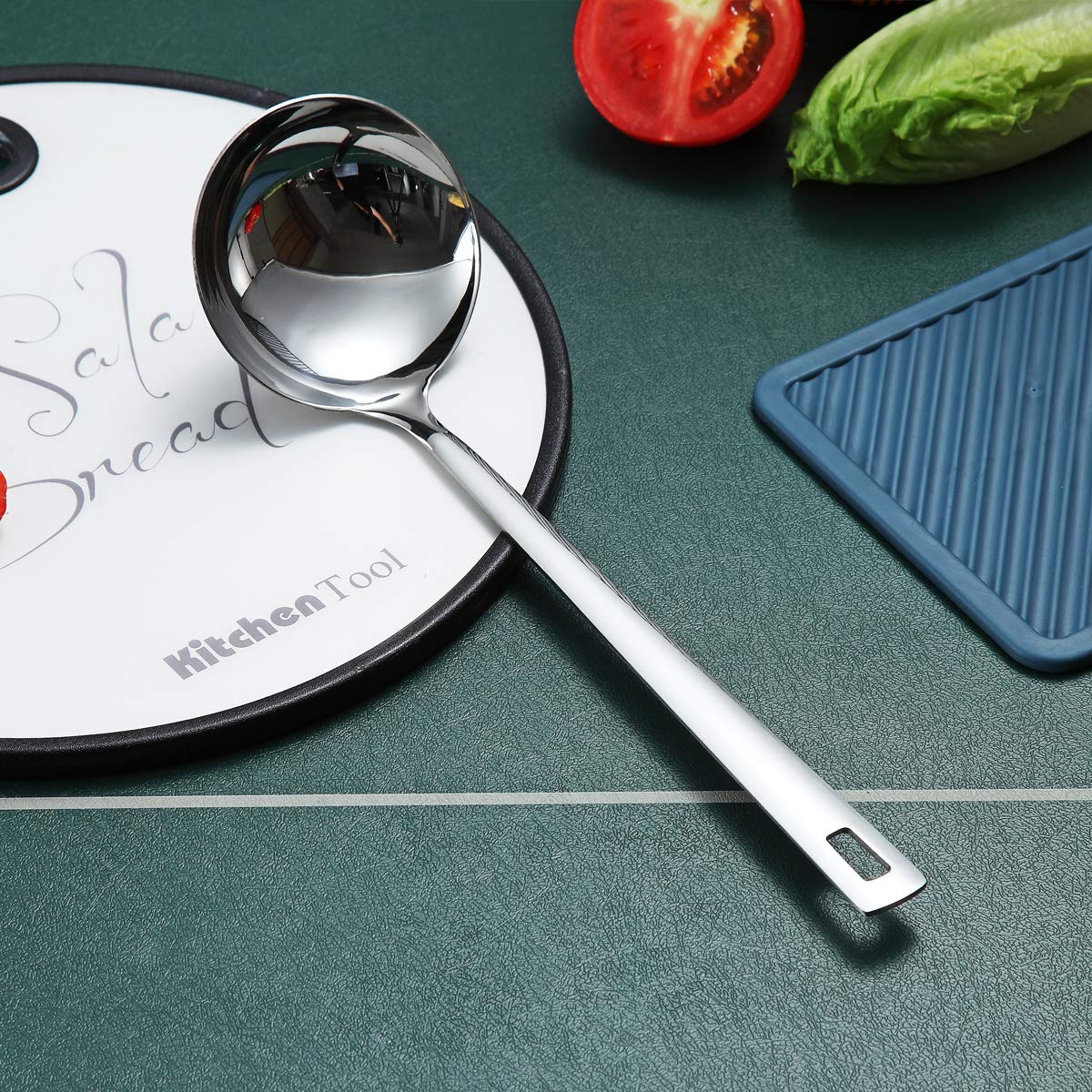 Stainless Steel Ladle, Berglander Soup Ladle, Cooking Ladle, Kitchen Ladle, Metal Soup Spoon For Cooking Non-Stick And Heat Resi
