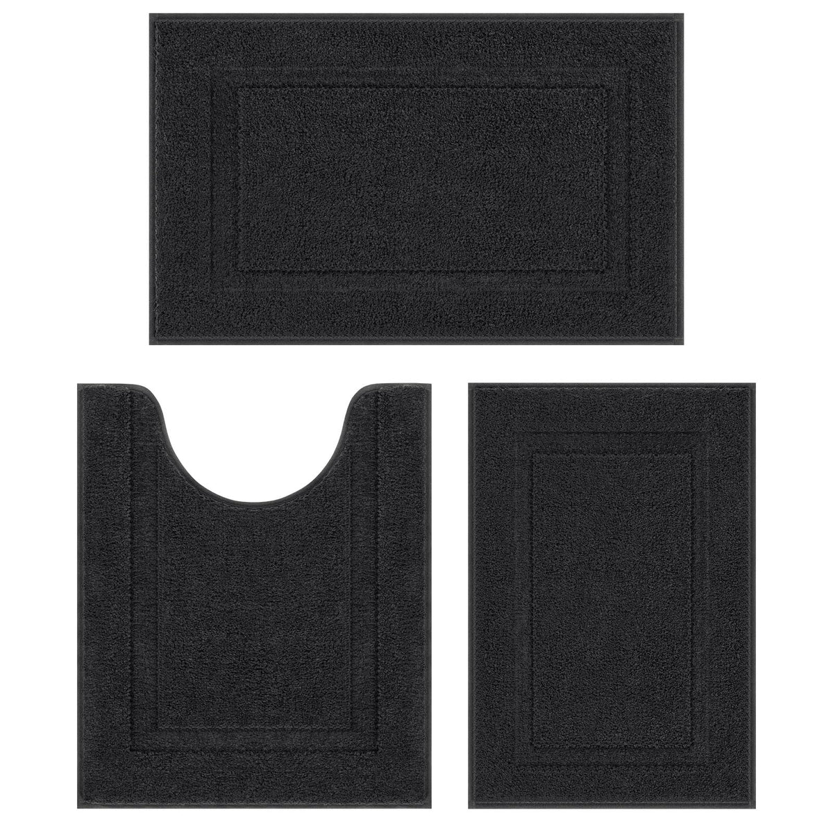 Shacos Bathroom Rugs Sets Of 3 Pieces Ultra Soft Microfiber Bath Mats With U Shaped Toilet Rug Absorbent Non Slip Washable Bath