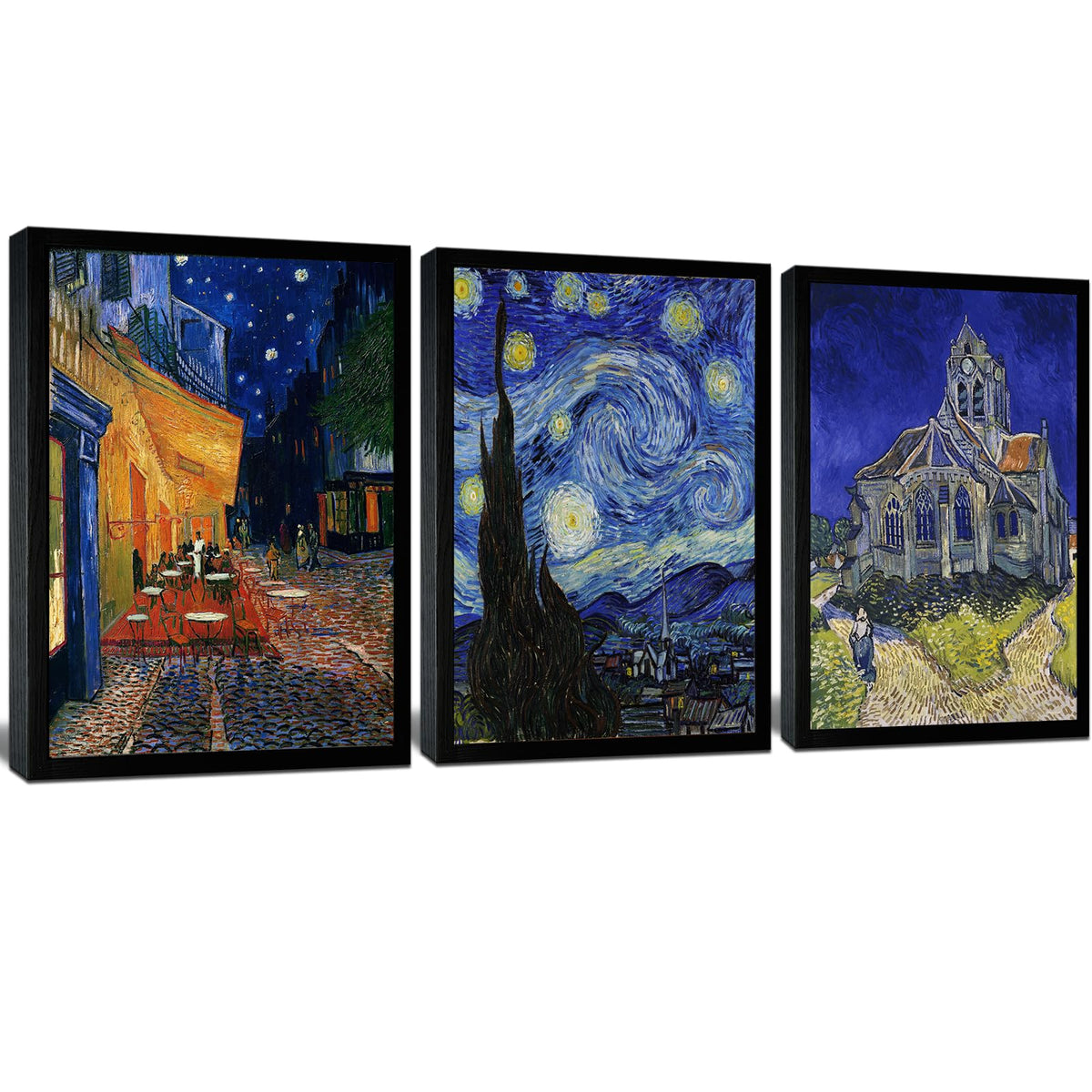 Black Framed Sunflower And Irises By Vincent Van Gogh Oil Paintings Reproduction Modern Floral Canvas Prints Artwork Flowers Pic