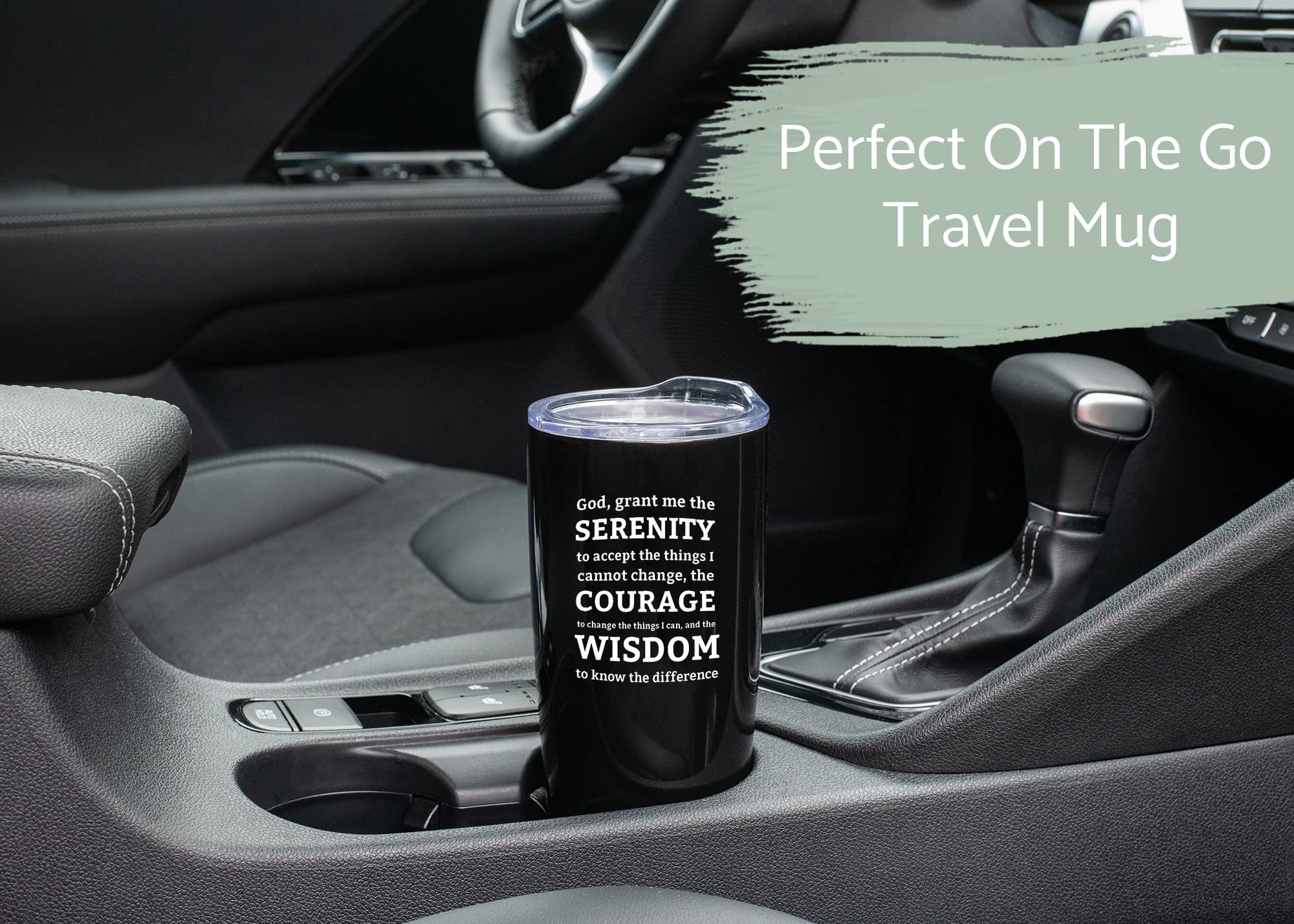 Elanze Designs Serenity Prayer 20 Ounce Classic Black Stainless Steel Travel Tumbler Mug