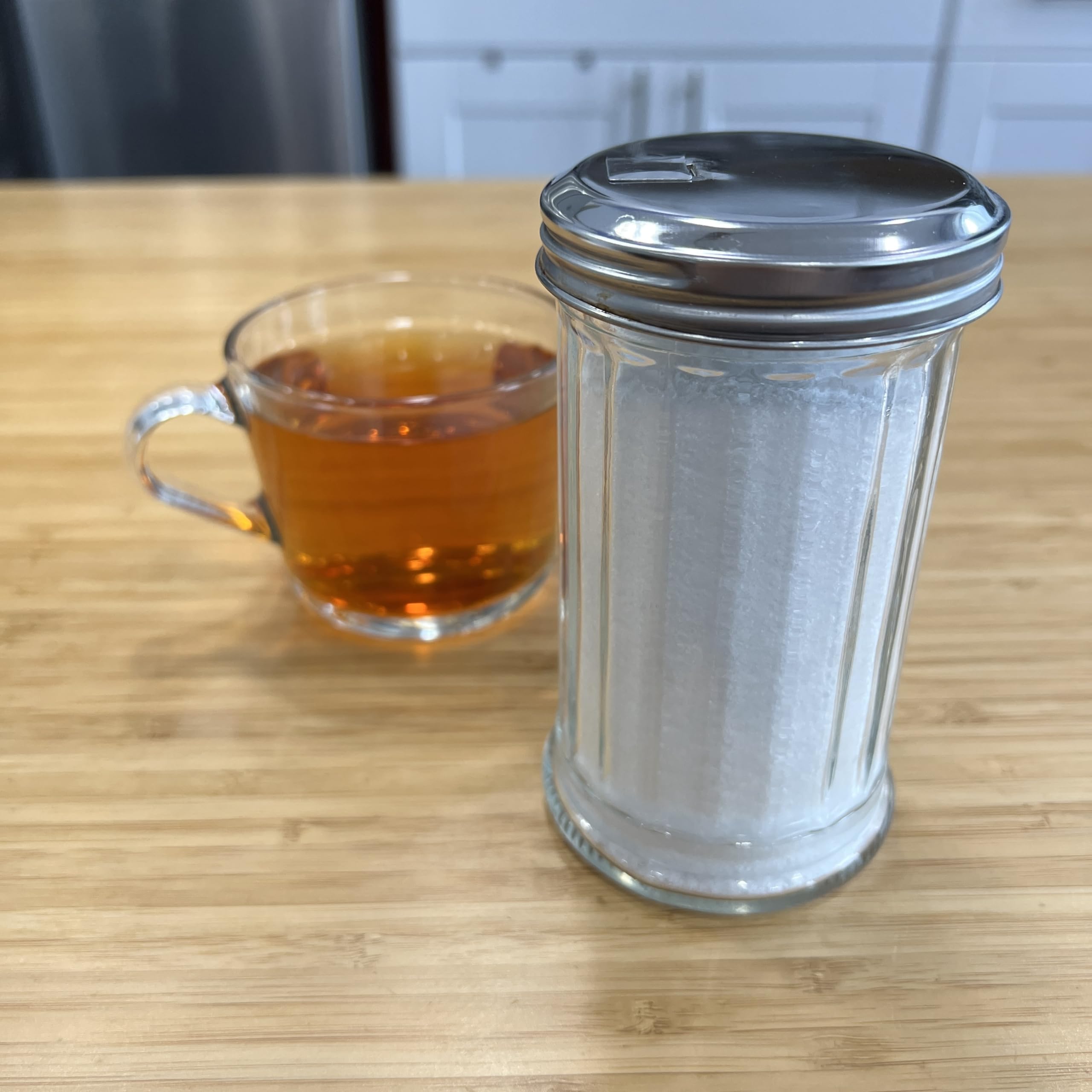 Bnyd Glass Sugar Shaker Dispenser Pourer, 5.5 Inch