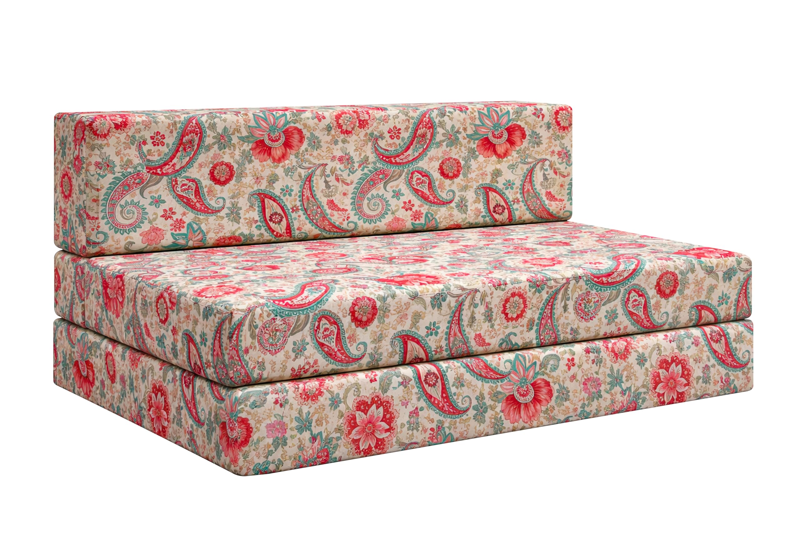 Rosebell Foldable Printed Three Seater Sofa Cum Bed, Sofa Bed 5 X 6 Feet, Washable Cover Perfect For Living Room & Office, Gues