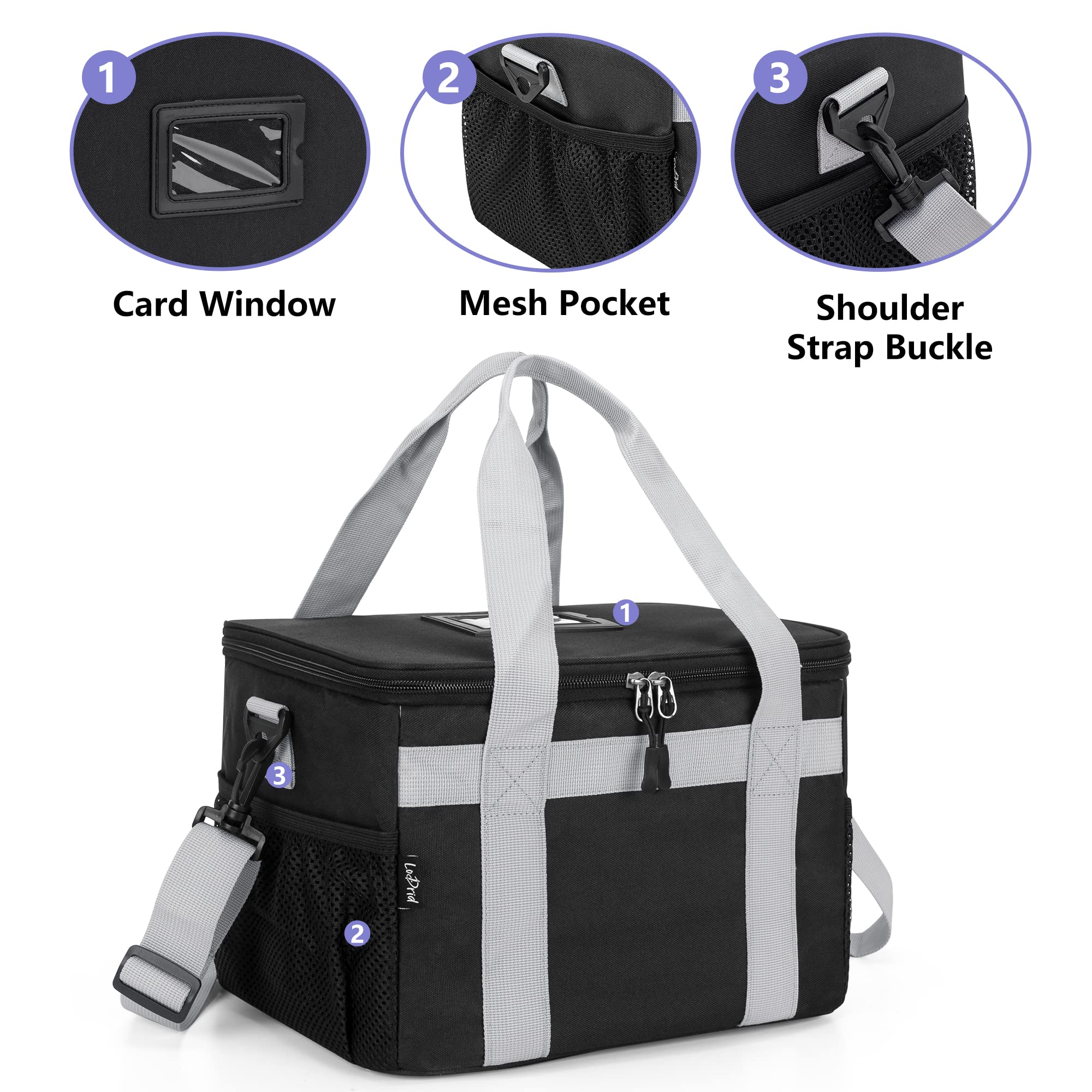 Lodrid Reusable 6 Cups Drink Carrier For Delivery With 2 Handles, Insulated Cup Holder Caddy With Removable Dividers And Shoulde